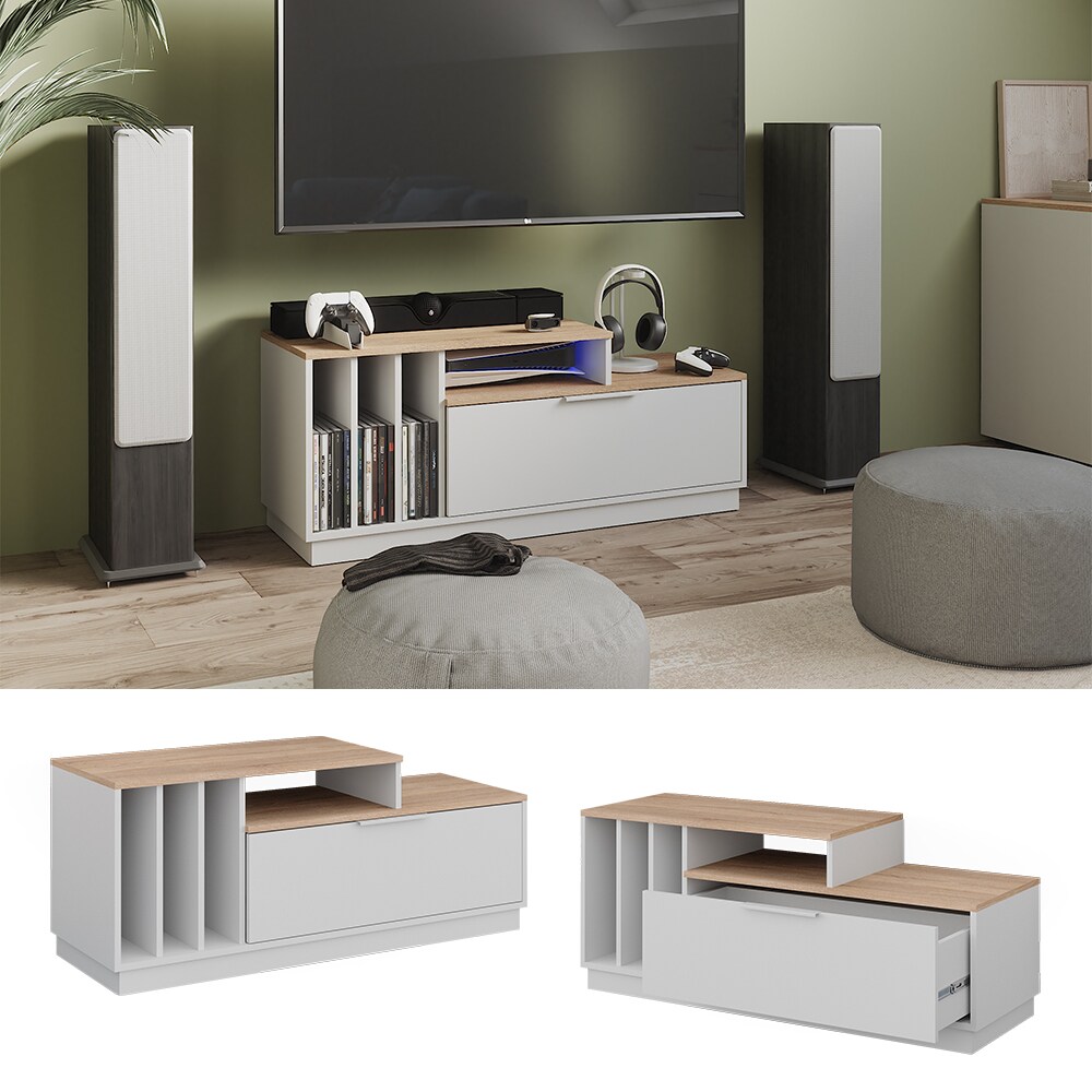 Vicco Lowboard Betti Weiß Sonoma 120 x 49,9 cm | 04066731466337