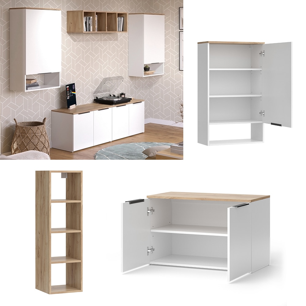 Vicco Wohnwand Wido Wei&szlig; Eiche 5 Teile - Bild 1