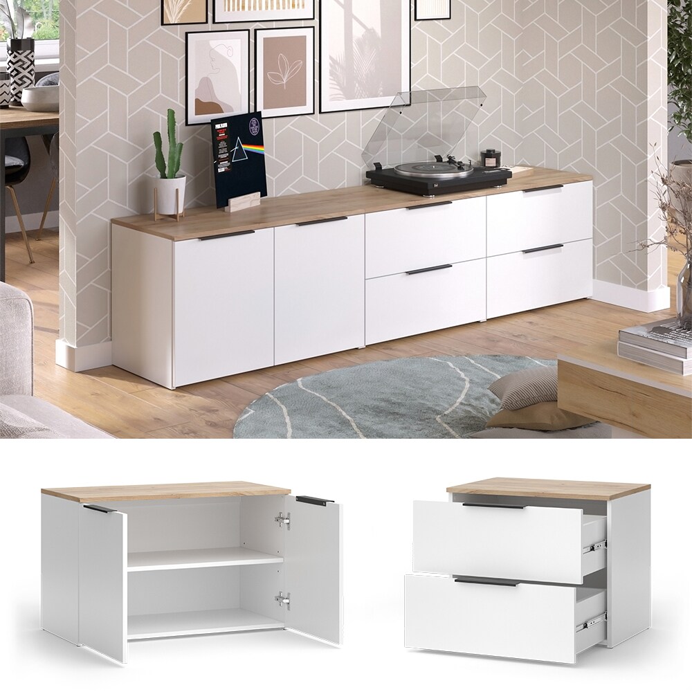 Vicco Wohnwand Wido Weiß Eiche 3 Teile | 04066731466498