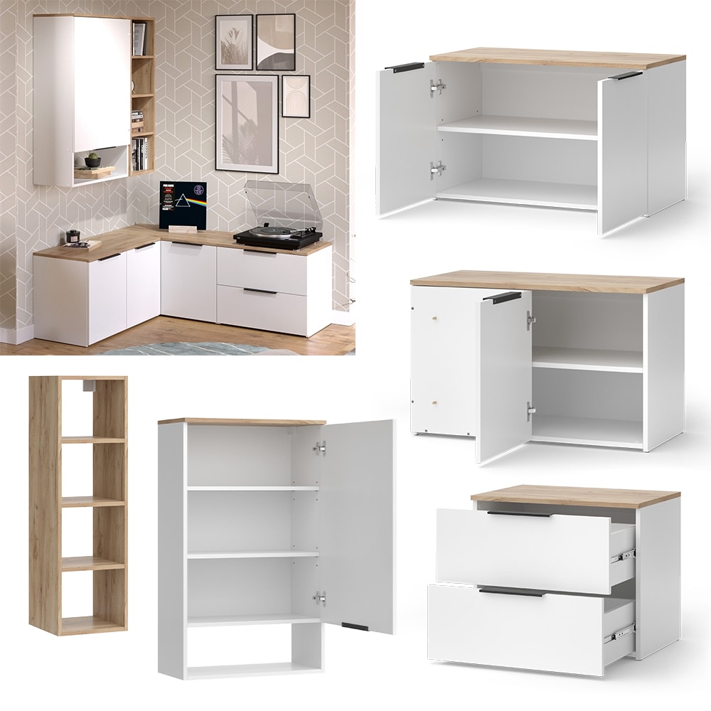 Vicco Wohnwand Wido Wei&szlig; Eiche 5 Teile - Bild 1