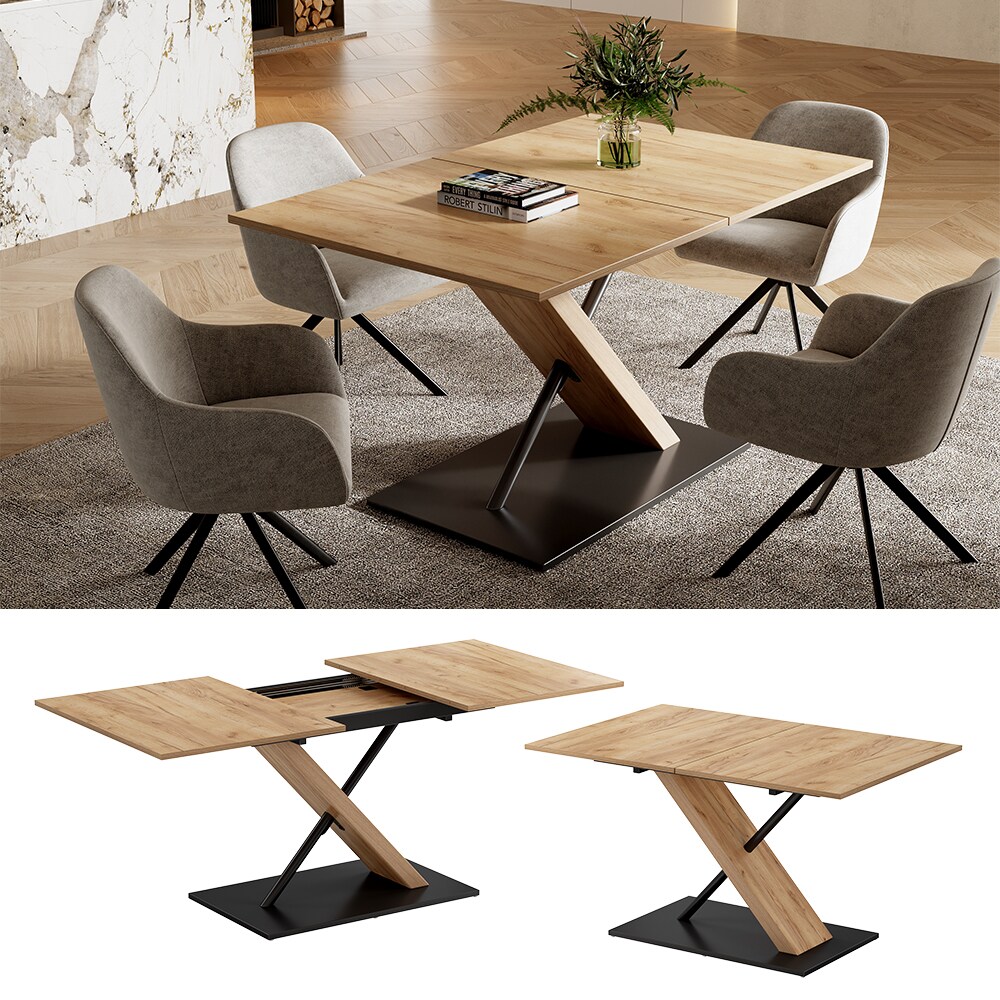 Vicco Esstisch Herta Eiche Schwarz 140 x 90 cm ausziehbar - Bild 1