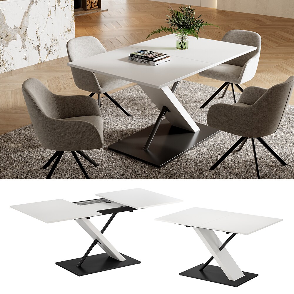 Vicco Esstisch Herta Wei&szlig; Schwarz 140 x 90 cm ausziehbar - Bild 1