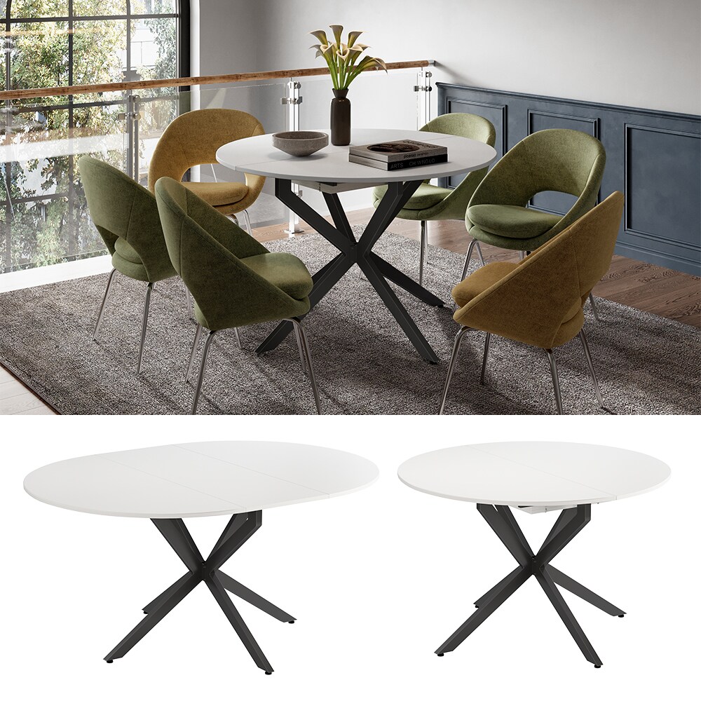 Vicco Esstisch Loyd Wei&szlig; Schwarz 120 x 76,5 cm ausziehbar - Bild 1