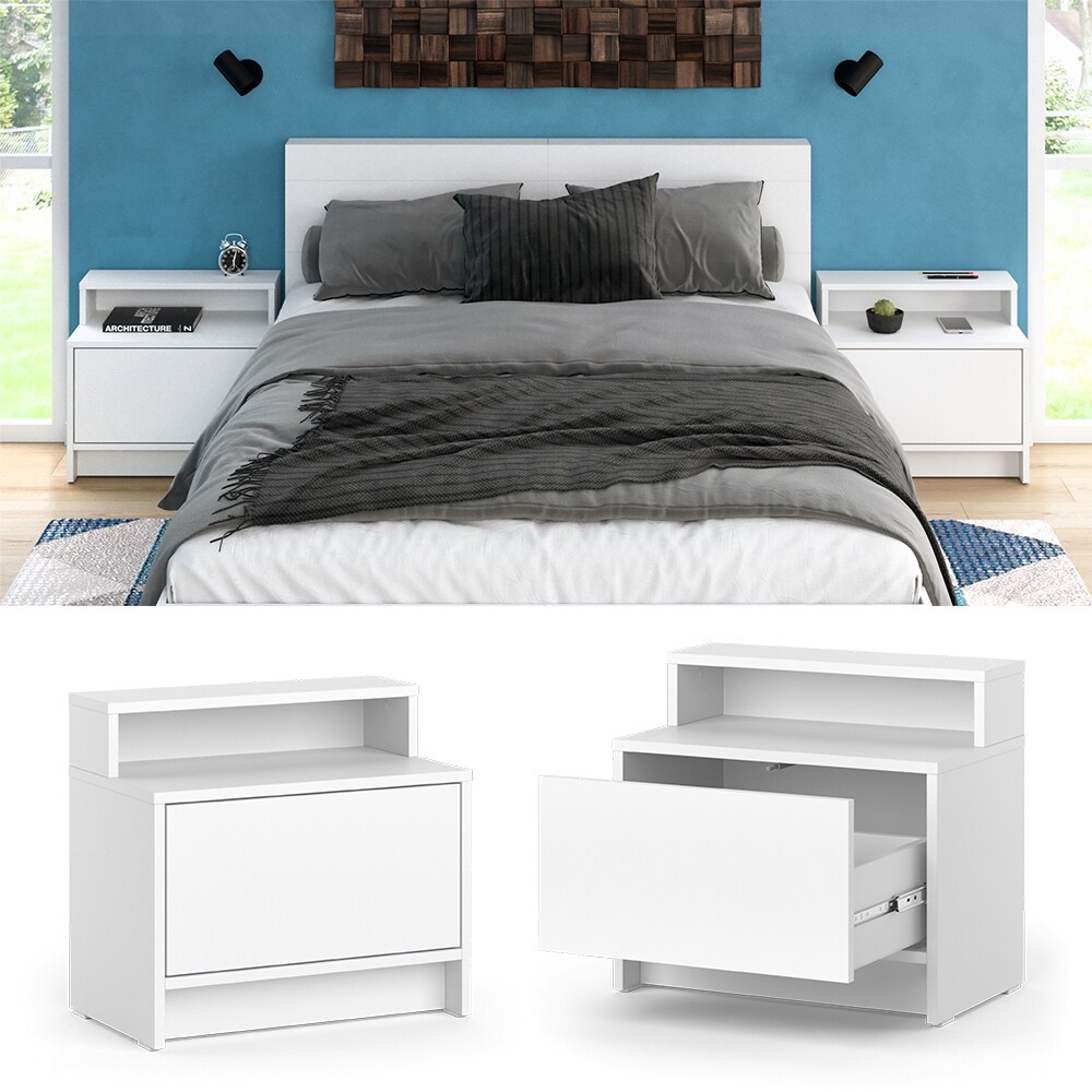 Vicco Nachttisch Naara Wei&szlig; 50,2 x 46,4 cm 2er Set - Bild 1