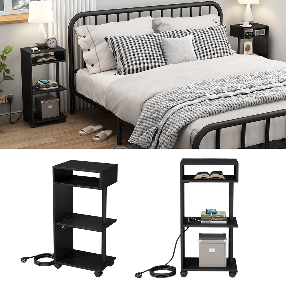 Vicco Nachttisch Barion Schwarz 38 x 78 cm 2er Set - Bild 1