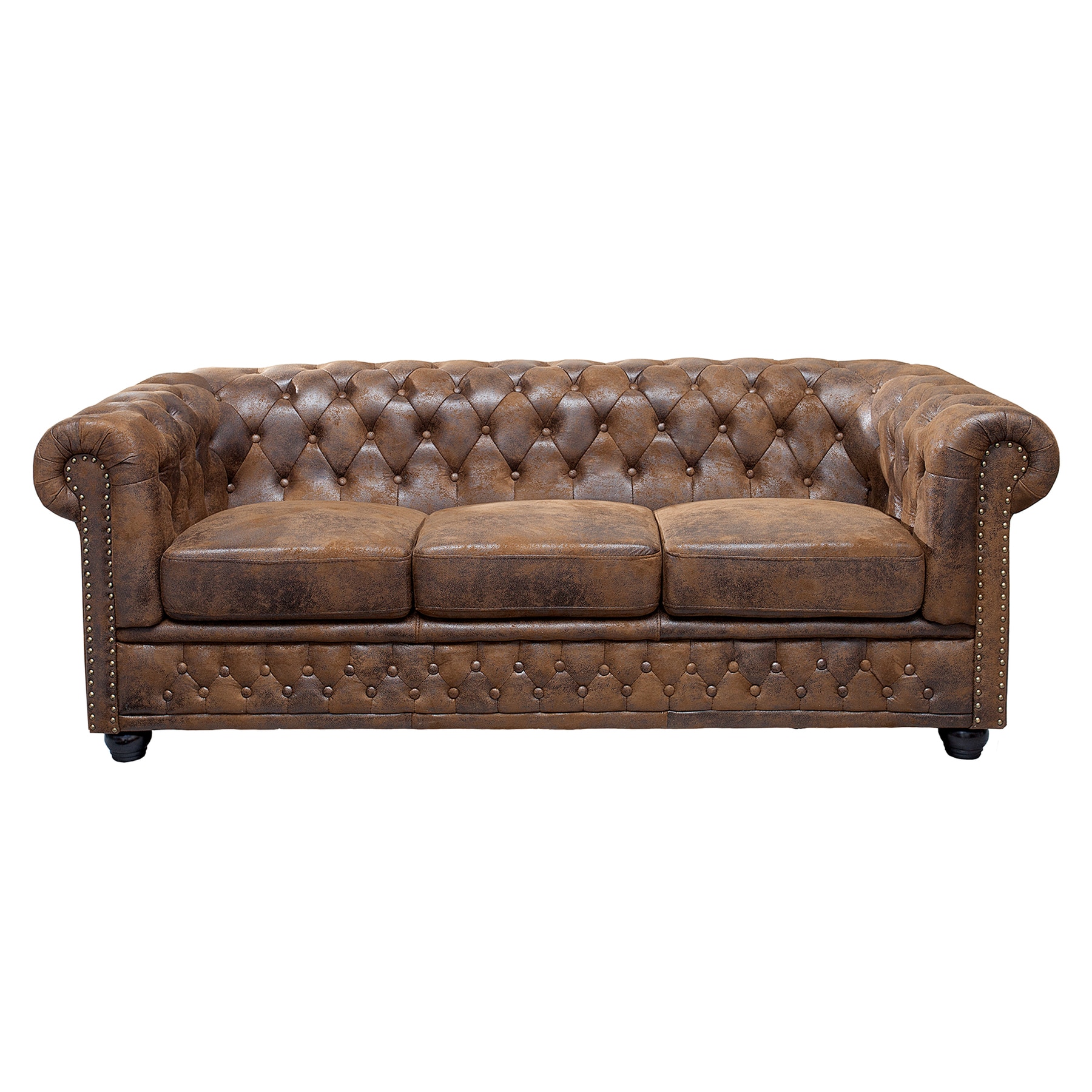 riess-ambiente 3er Sofa CHESTERFIELD - 205cm antik braun mit Knopfheftung und Federkern - Bild 1