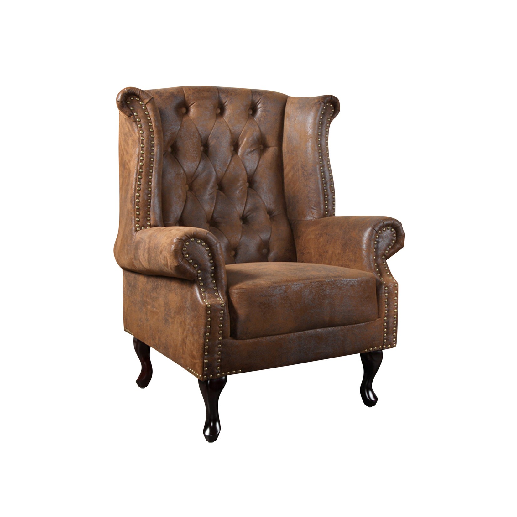 riess-ambiente Sessel CHESTERFIELD - 85cm antik braun Microfaser mit Knopfheftung
