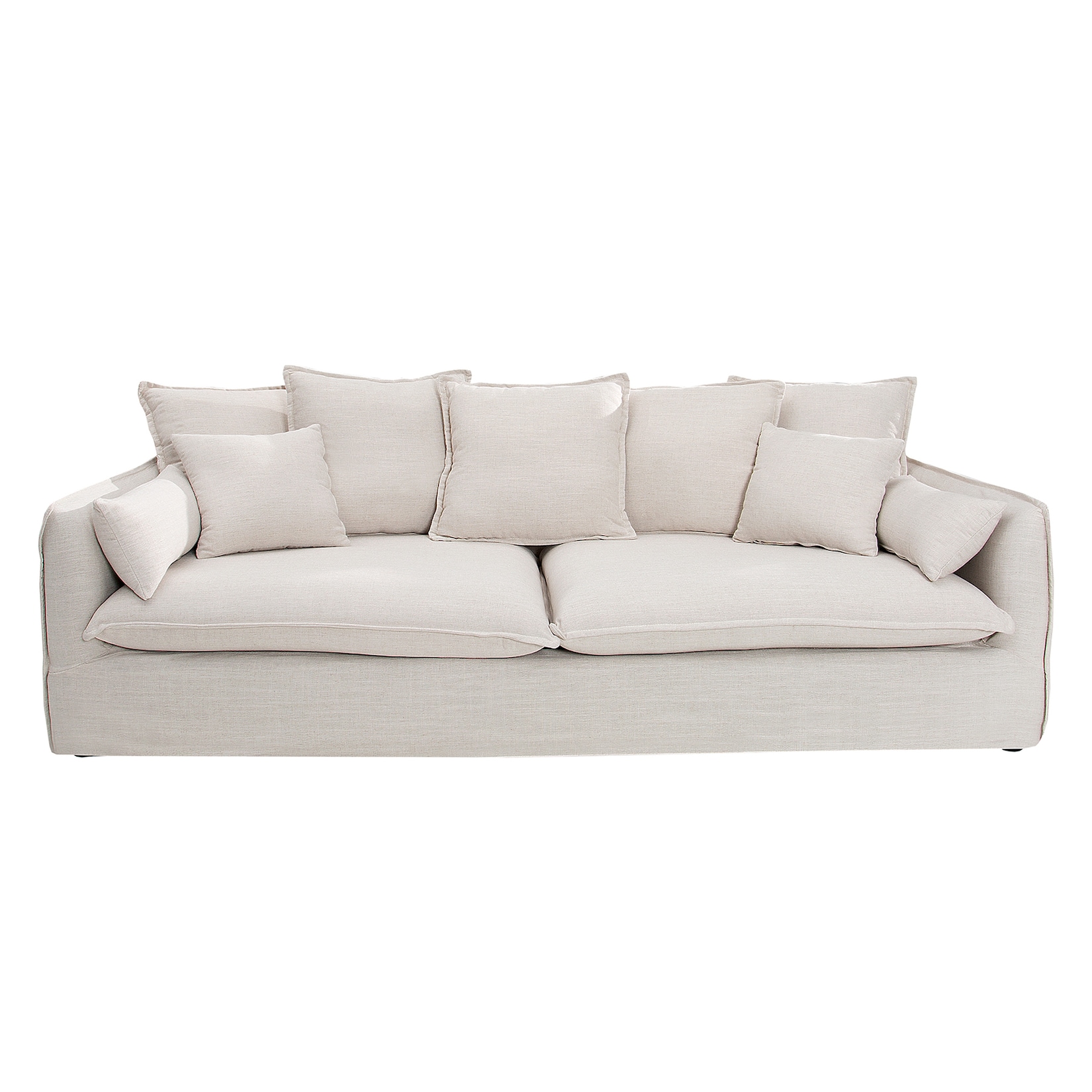 riess-ambiente 3er Sofa HEAVEN – 200cm natur beige Leinenstoff Federkern abnehmbarer Bezug Hussensofa | 04250243546490