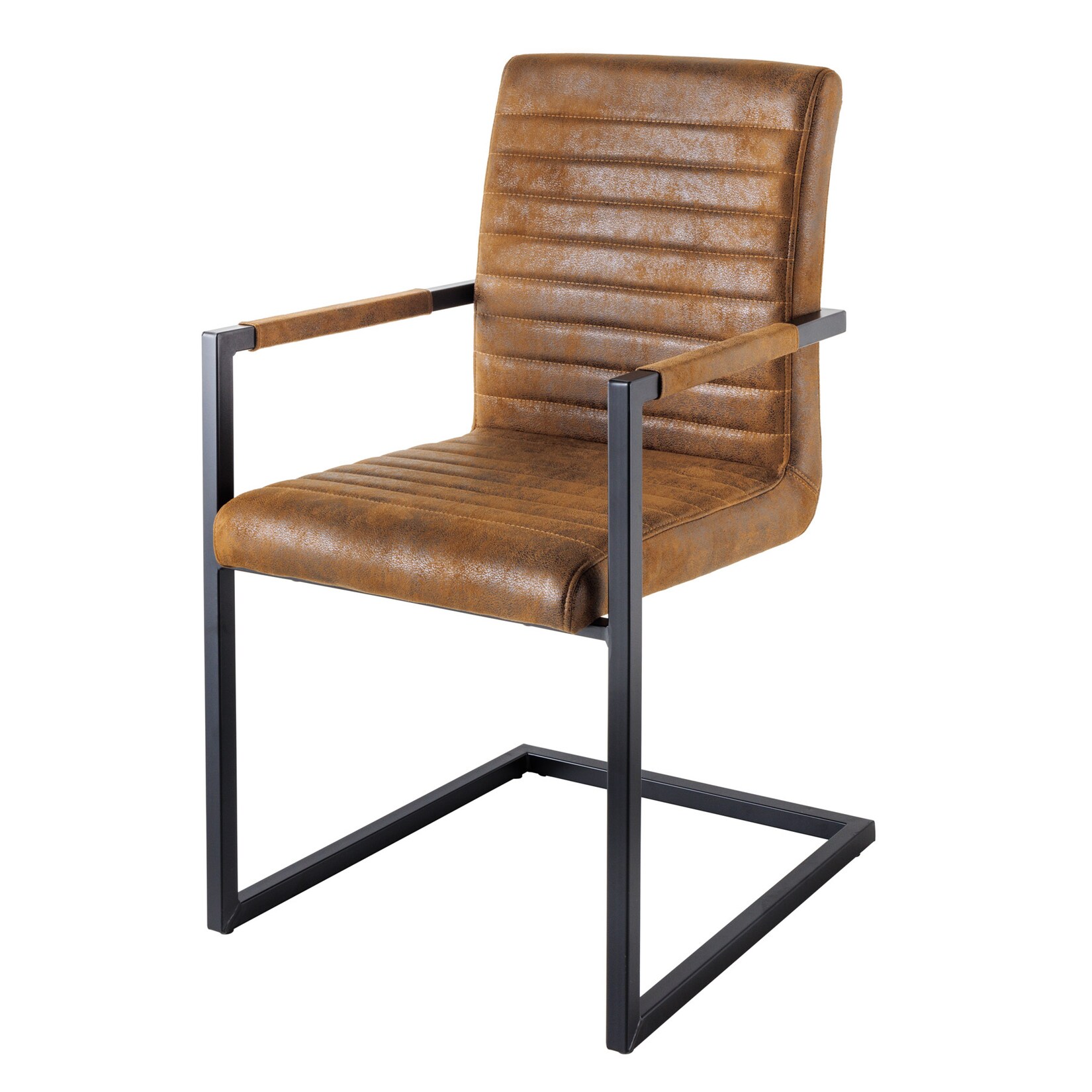 riess-ambiente Stuhl LOFT – vintage braun Armlehnen Eisengestell Esszimmerstuhl Freischwinger Industrial | 04250243565613