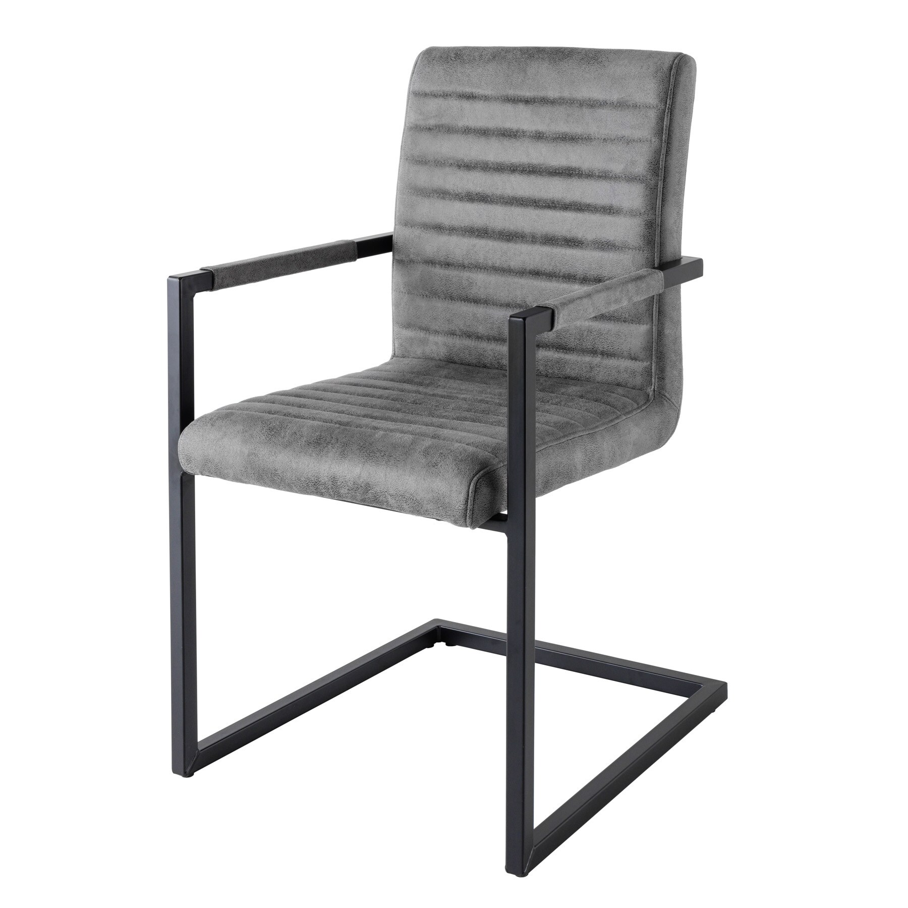 riess-ambiente Stuhl LOFT - vintage grau Armlehnen Eisengestell Esszimmerstuhl Freischwinger Industrial - Bild 1