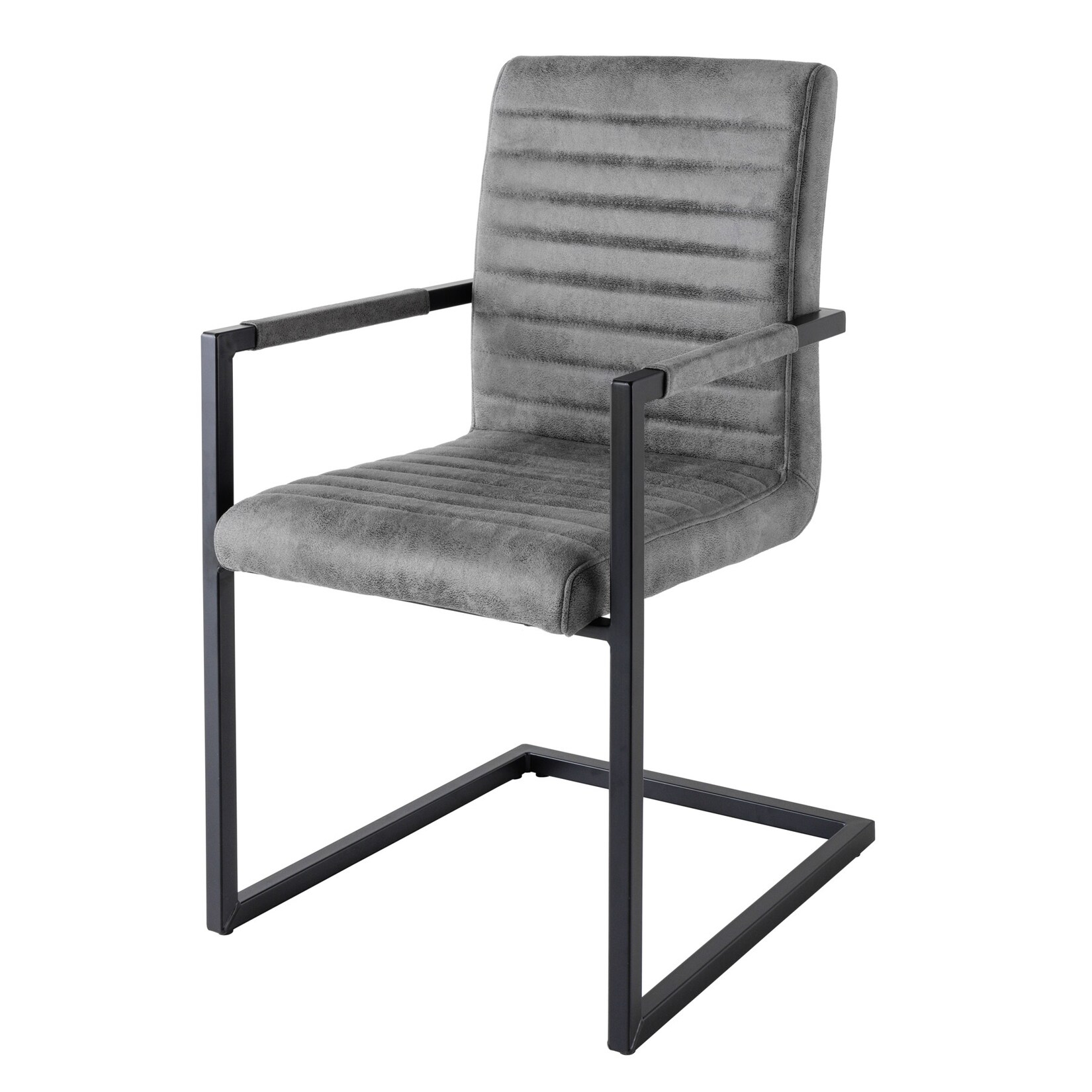 riess-ambiente Stuhl LOFT – vintage grau Armlehnen Eisengestell Esszimmerstuhl Freischwinger Industrial | 04250243567143