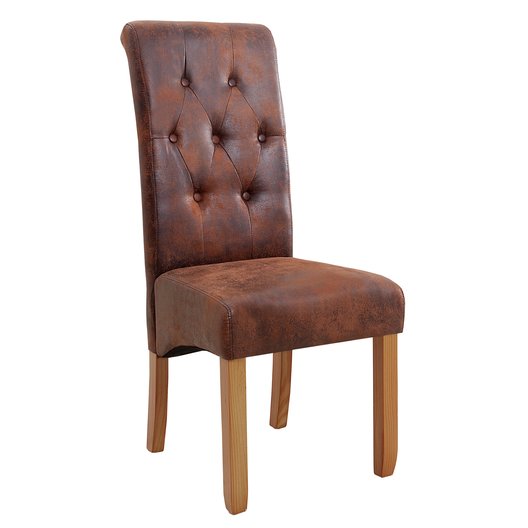 riess-ambiente Stuhl CASA - edel vintage braun mit Zierkn&ouml;pfen Massivholzbeine Microfaser pflegeleicht - Bild 1