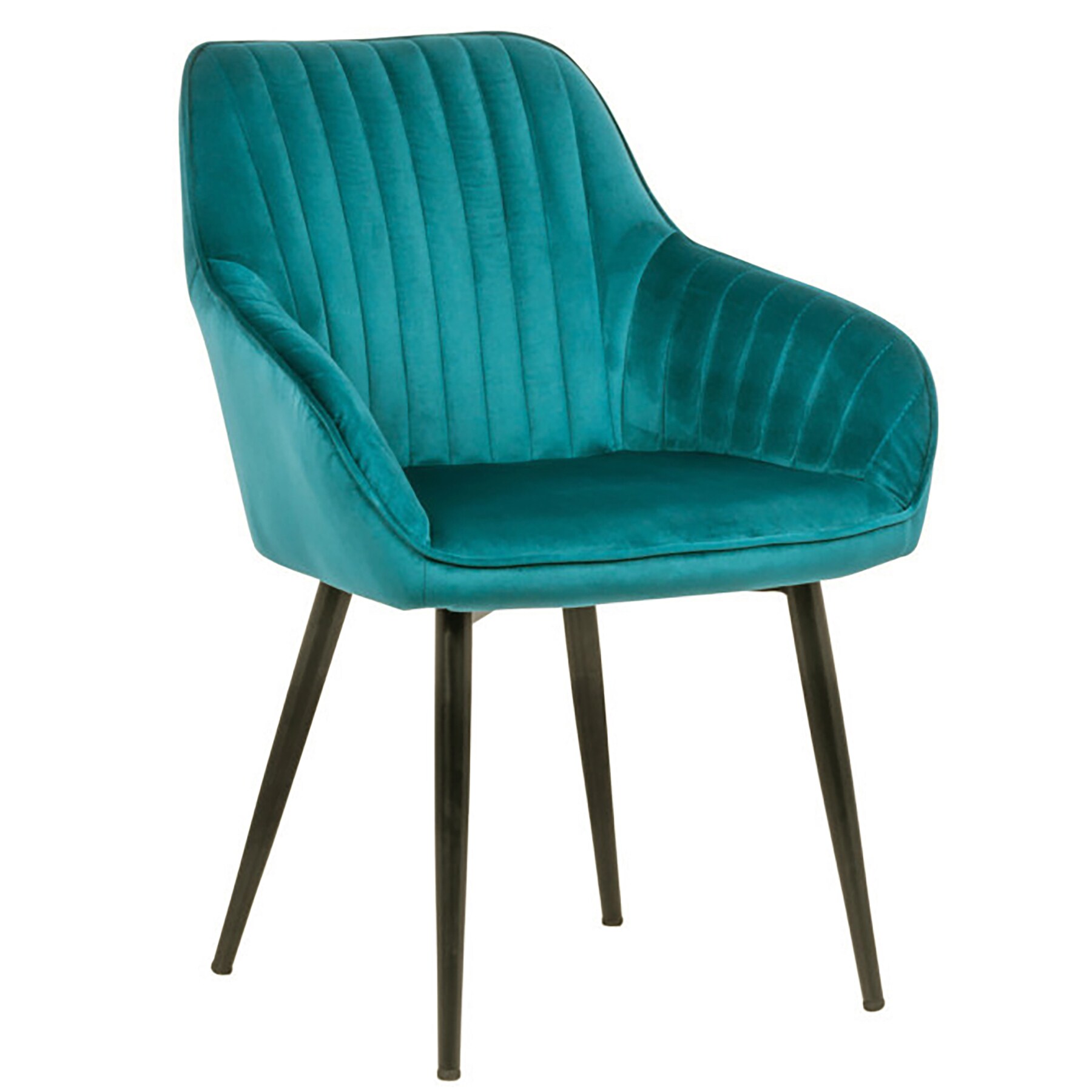 riess-ambiente Stuhl TURIN - Armlehne t&uuml;rkis Samt mit Ziersteppung edel Metallbeine Esszimmer - Bild 1