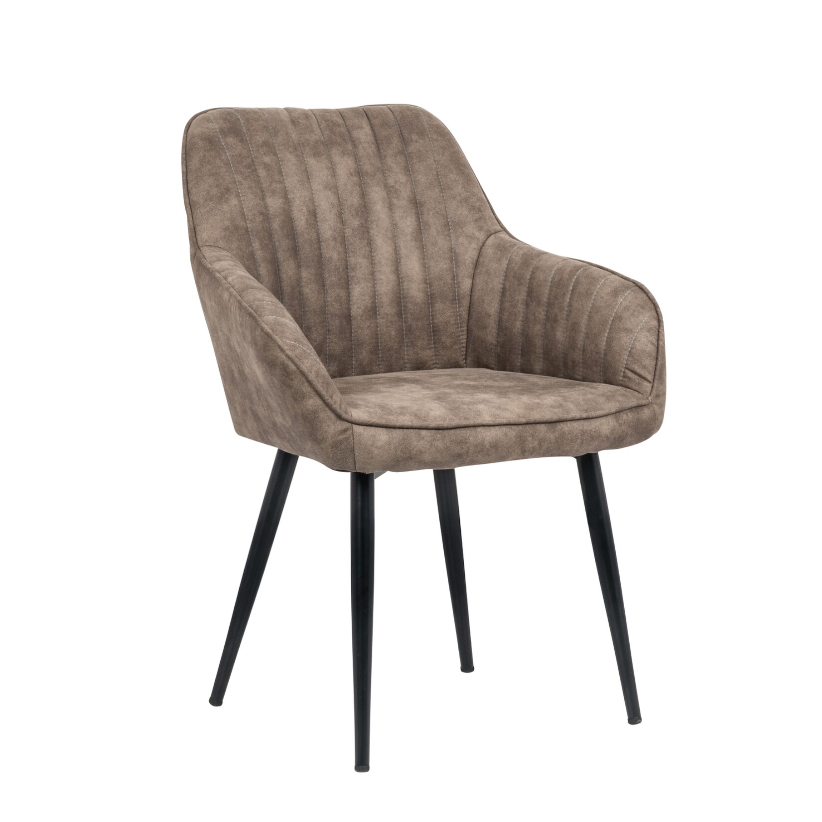 riess-ambiente Stuhl TURIN - Armlehne edel vintage taupe Ziersteppung Microfaser Metallbeine
