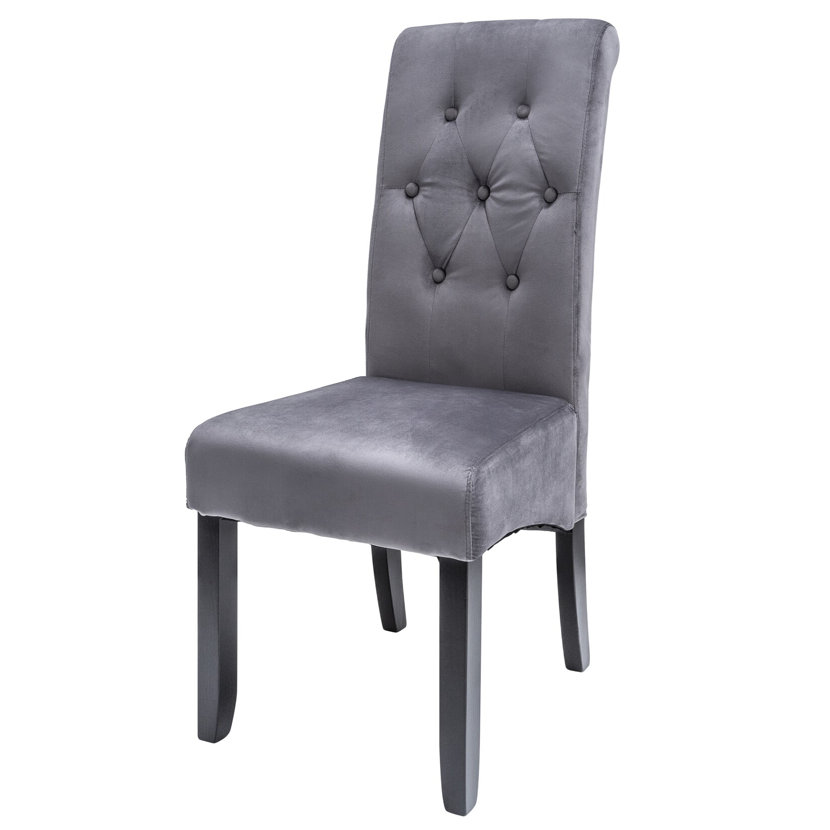riess-ambiente Stuhl CASA – grau Samt mit Zierknöpfen Massivholzbeine Esszimmer modern | 04250243581767