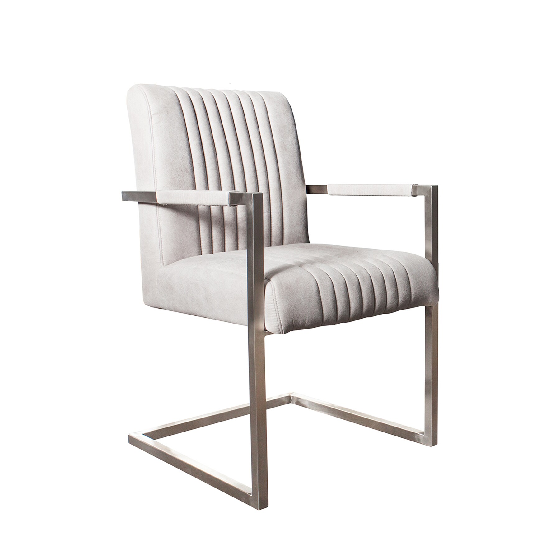 riess-ambiente Armlehnenstuhl BIG ASTON - stone grau Edelstahl geb&uuml;rstet Moderner Freischwinger - Bild 1