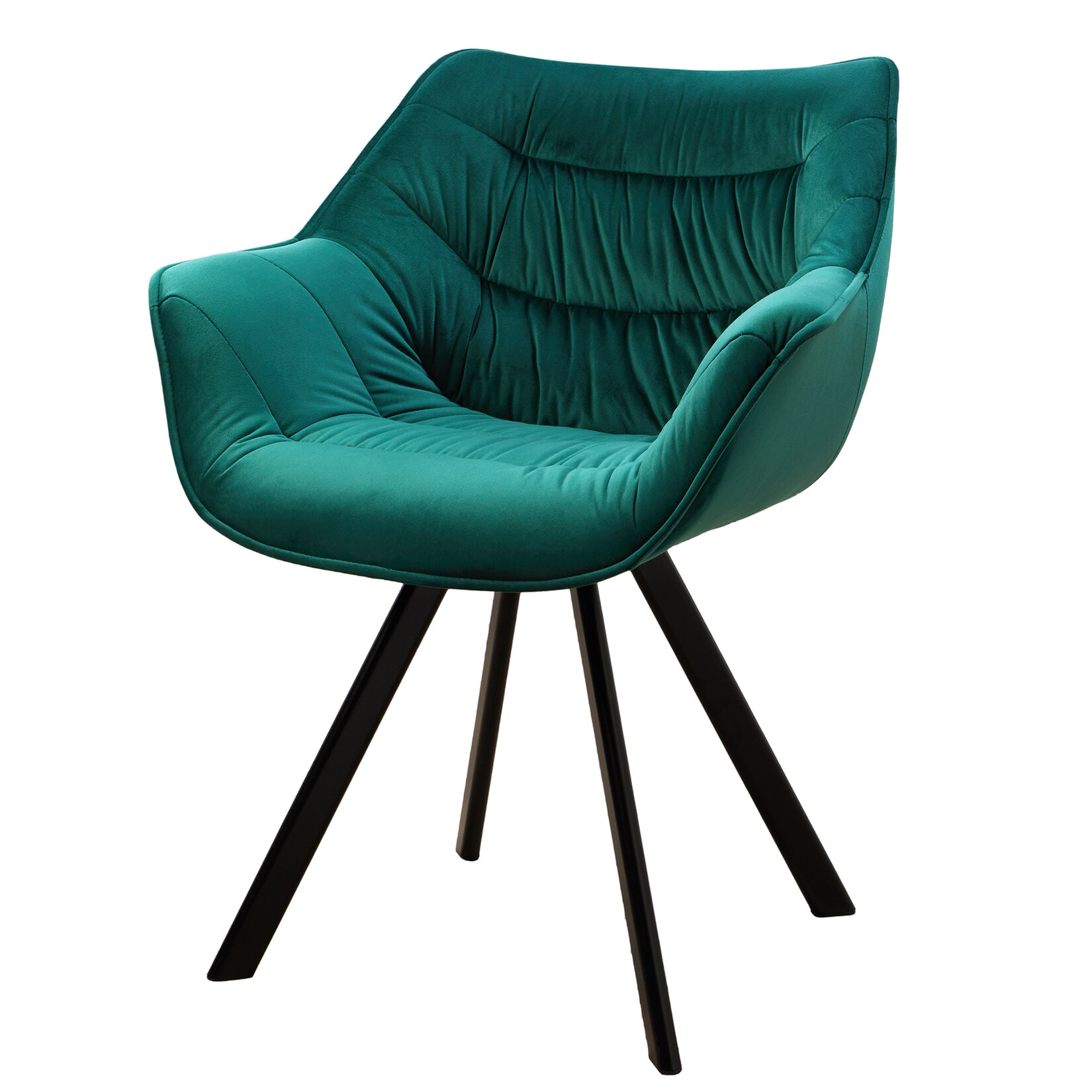 riess-ambiente Stuhl THE DUTCH COMFORT – smaragdgrün Samt Retro Stil mit Armlehnen Metallbeine Esszimmer | 04250243586045