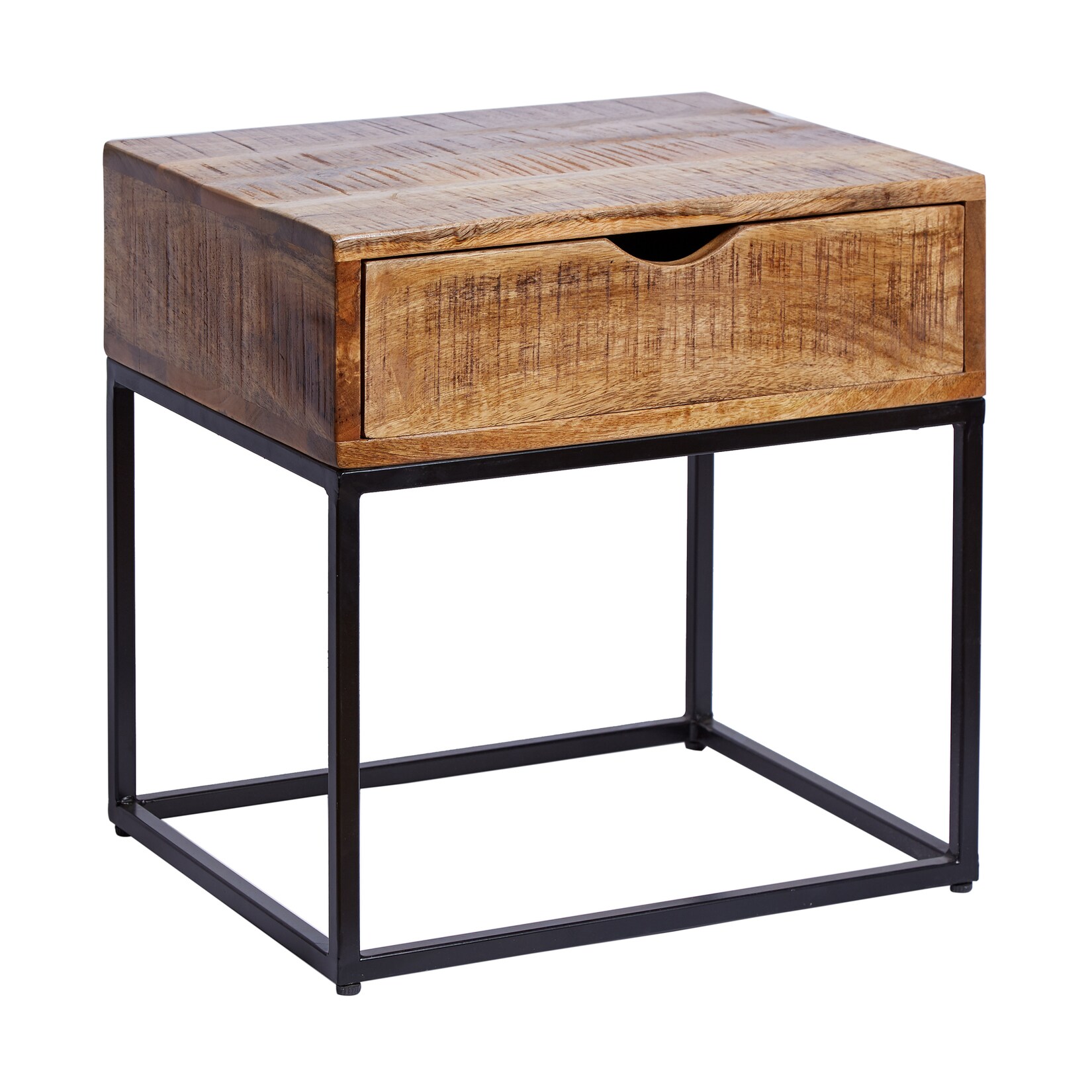 riess-ambiente Nachttisch IRON CRAFT – 45cm Mangoholz mit Schublade Beistelltisch Industrial | 04250243587127