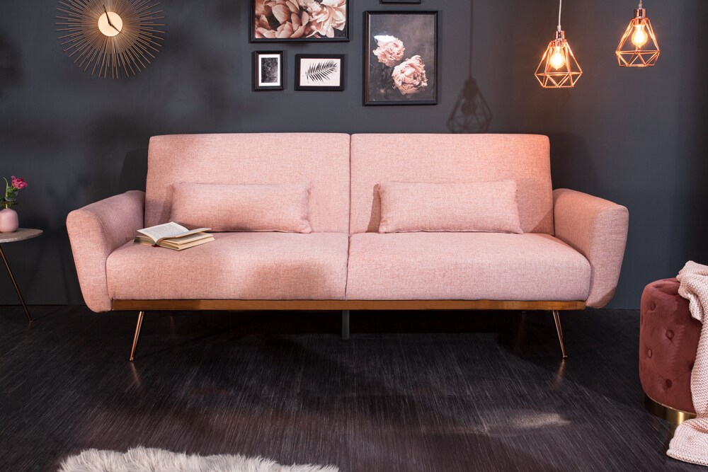 riess-ambiente Schlafsofa BELLEZZA- Retro 210cm altrosa 3-Sitzer Couch inkl. Kissen | 04250243590059