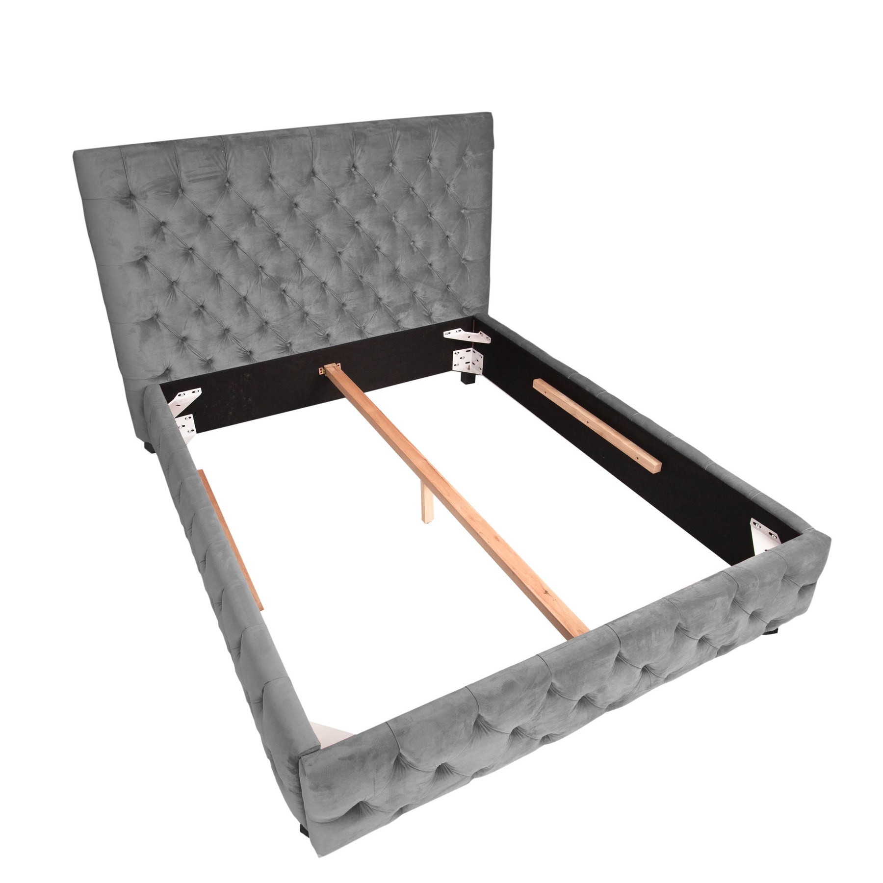 riess-ambiente Doppelbett PARIS - 180x200cm grau Samt Chesterfield - Bild 1