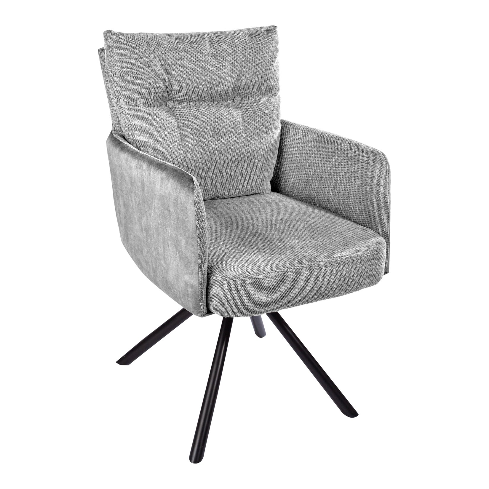 riess-ambiente Stuhl BIG GEORGE – drehbar grau Samt Strukturstoff Armlehnenstuhl Federkern Esszimmer | 04250243592213