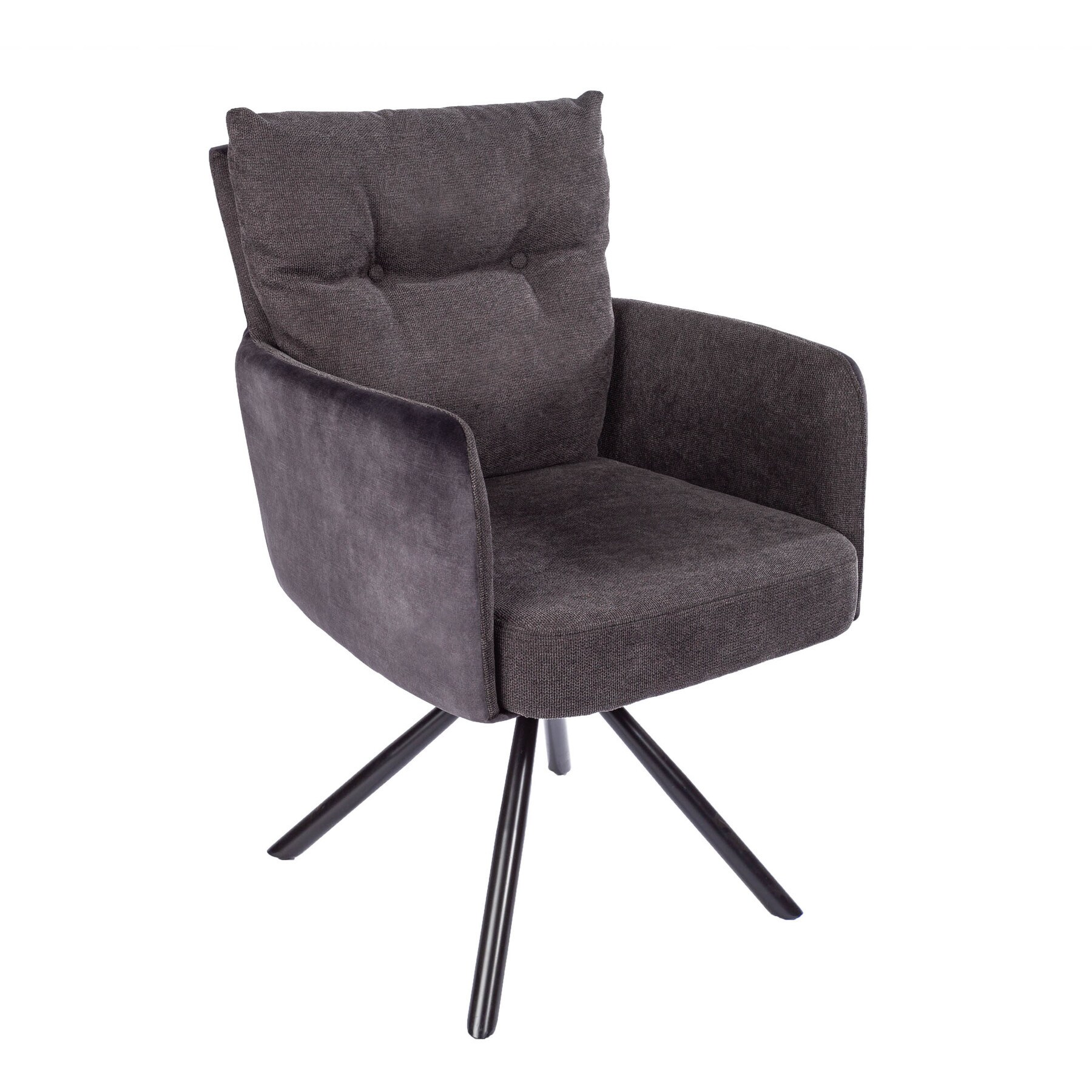 riess-ambiente Stuhl BIG GEORGE - drehbar anthrazit Samt Strukturstoff Armlehnenstuhl Federkern Esszimmer - Bild 1