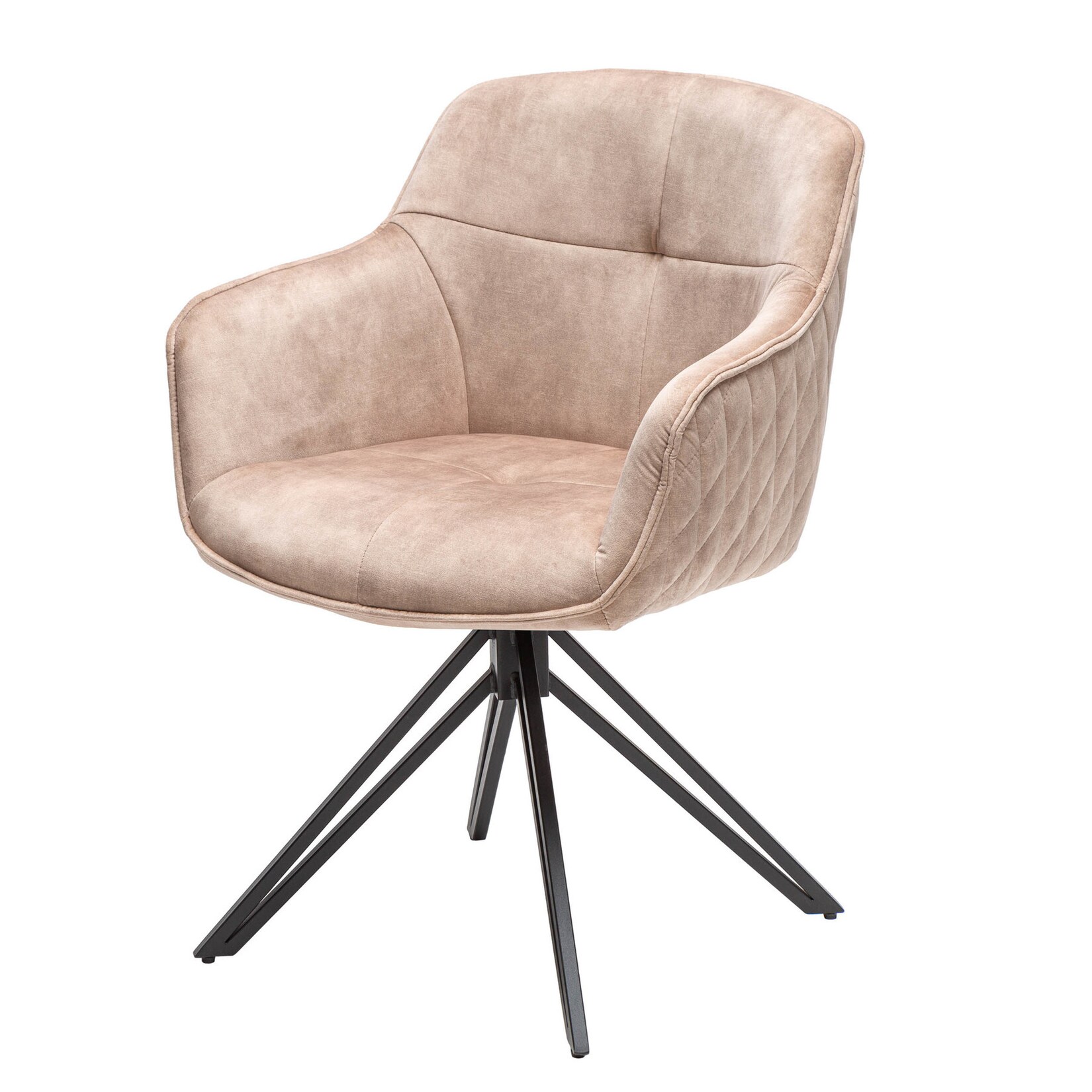 riess-ambiente Stuhl EUPHORIA – drehbar champagner greige Samt Armlehne Metallgestell schwarz Esszimmer | 04250243593074