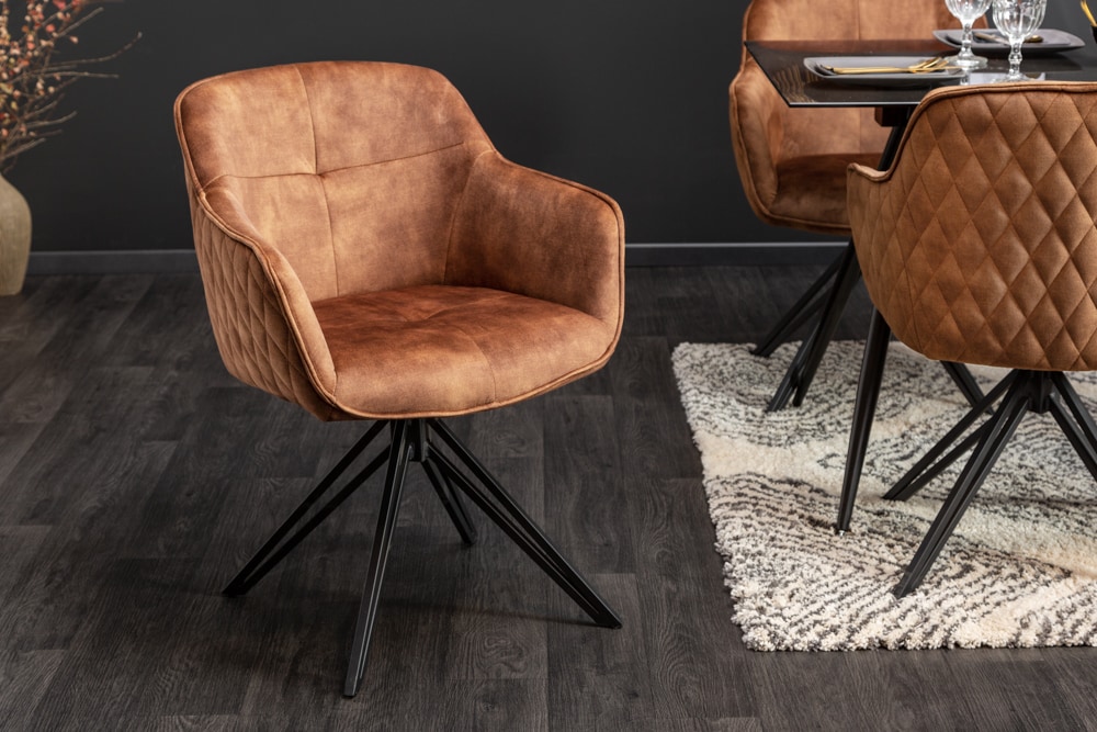 riess-ambiente Stuhl EUPHORIA - braun Samt Armlehne Metallgestell schwarz drehbar Esszimmer - Bild 1