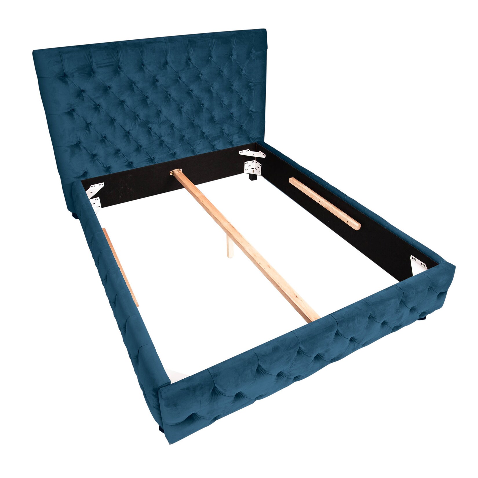 riess-ambiente Doppelbett PARIS – 180x200cm dunkelblau Samt Chesterfield | 04250243596068