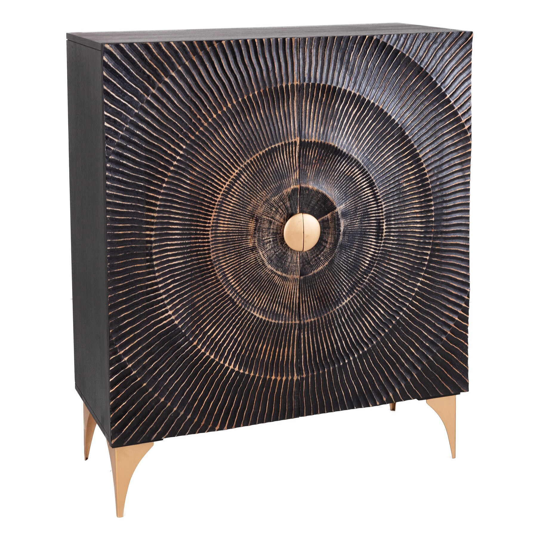 riess-ambiente Highboard GOLDEN SUNSET - 120cm schwarz / gold handgearbeitet Mangoholz - Bild 1