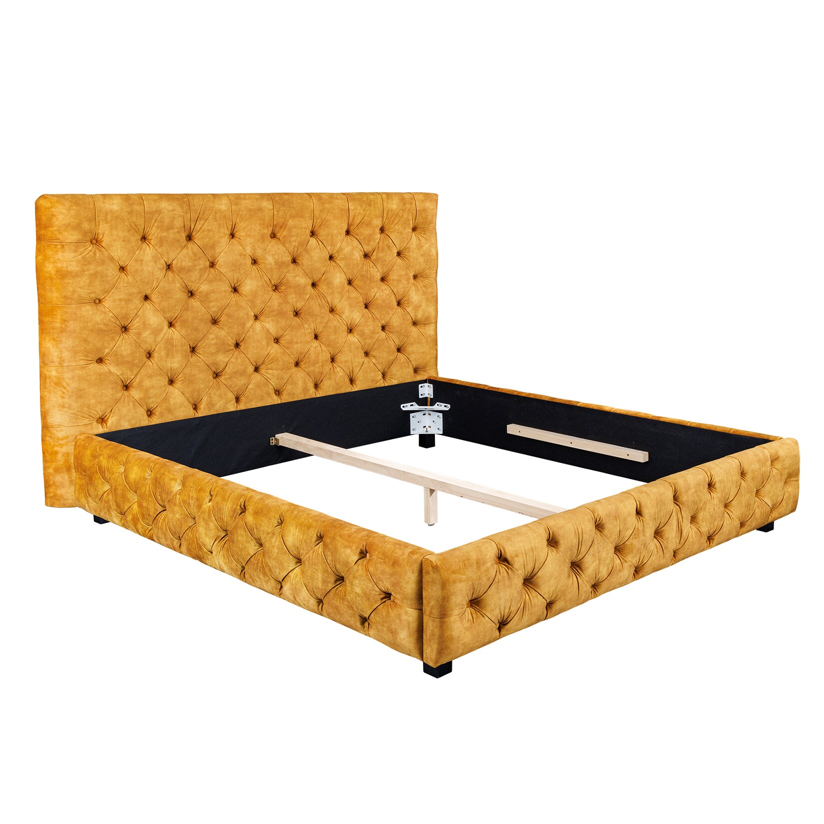 riess-ambiente Doppelbett PARIS – 180x200cm senfgelb Samt Chesterfield Design Kingsize | 04251561906492