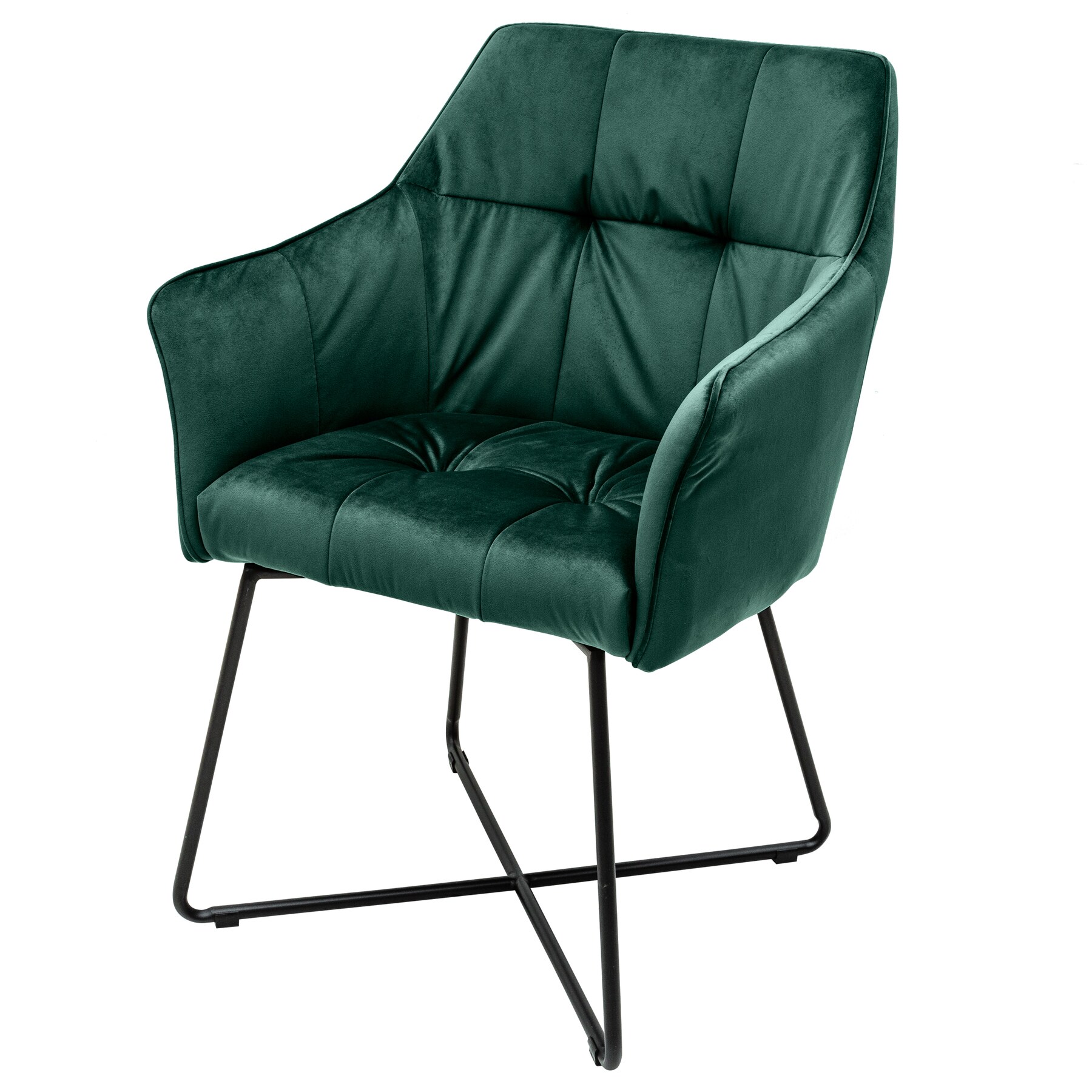 riess-ambiente Stuhl LOFT - Samt gr&uuml;n mit Armlehne Metallgestell schwarz matt Esszimmer - Bild 1