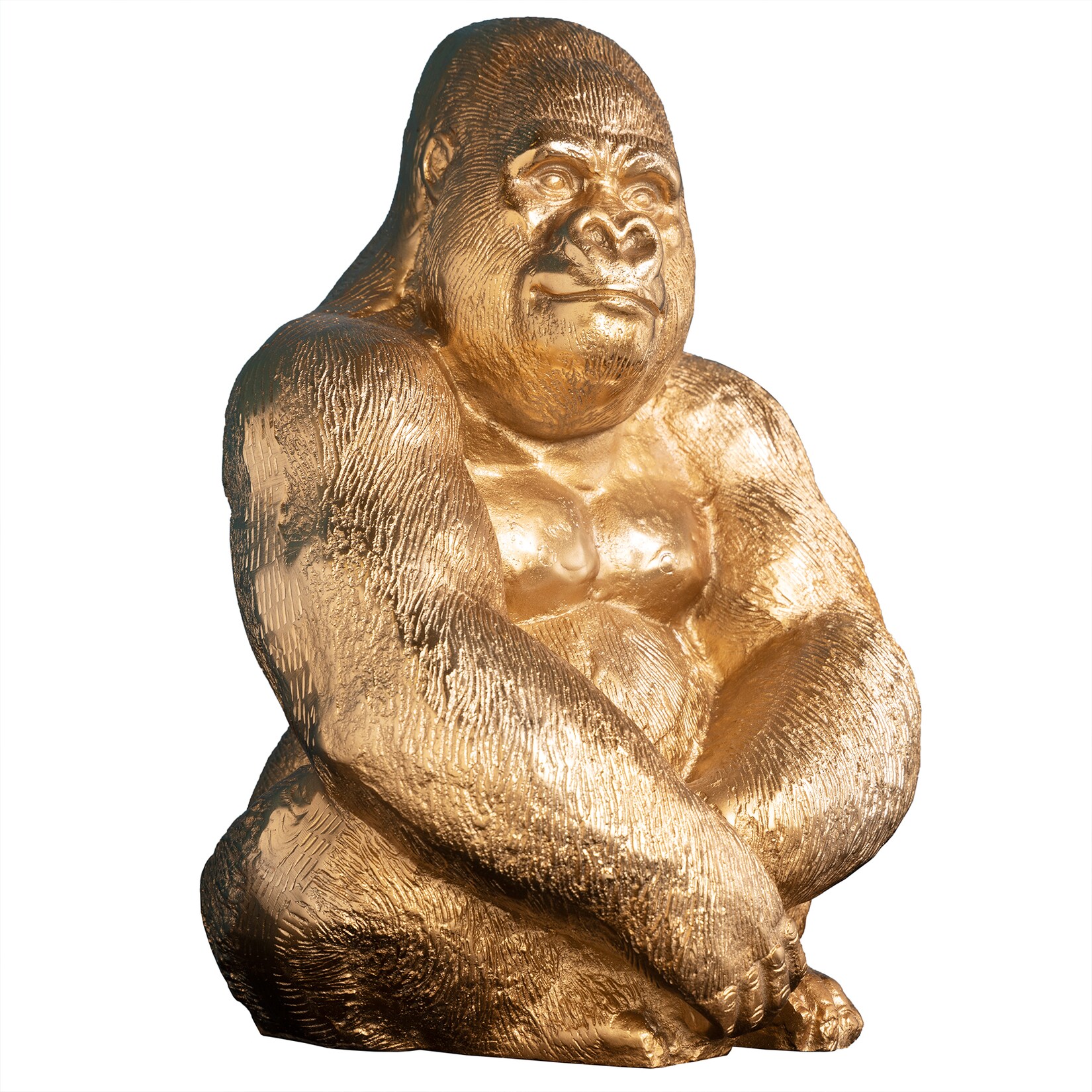 riess-ambiente Gorillafigur KONG – 40cm gold handmade Metall Skulptur Deko | 04251561900582
