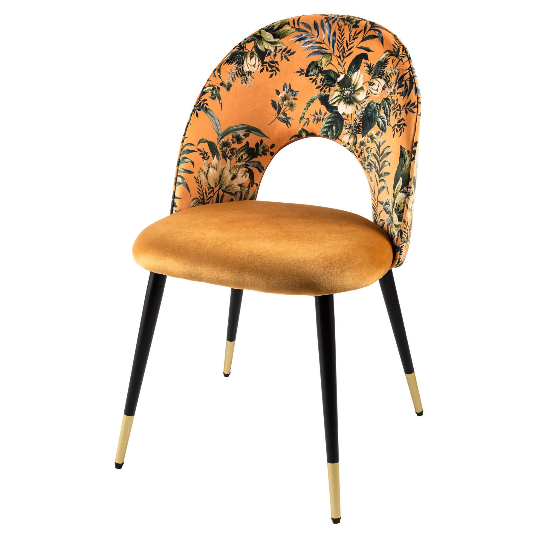 riess-ambiente Stuhl PR&Ecirc;T-&Agrave;-PORTER - Design gelb Samt florales Muster goldene Fu&szlig;kappen - Bild 1