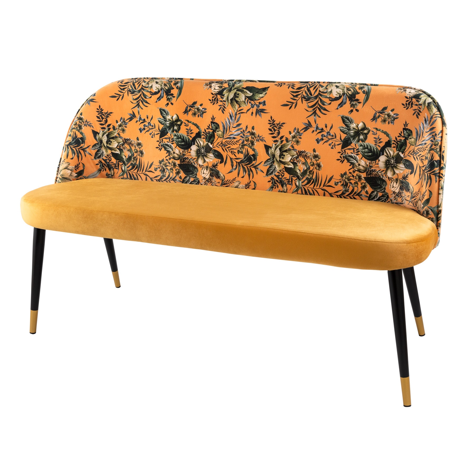 riess-ambiente Bank PR&Ecirc;T-&Agrave;-PORTER - gelb Samt florales Muster und goldene Fu&szlig;kappen - Bild 1