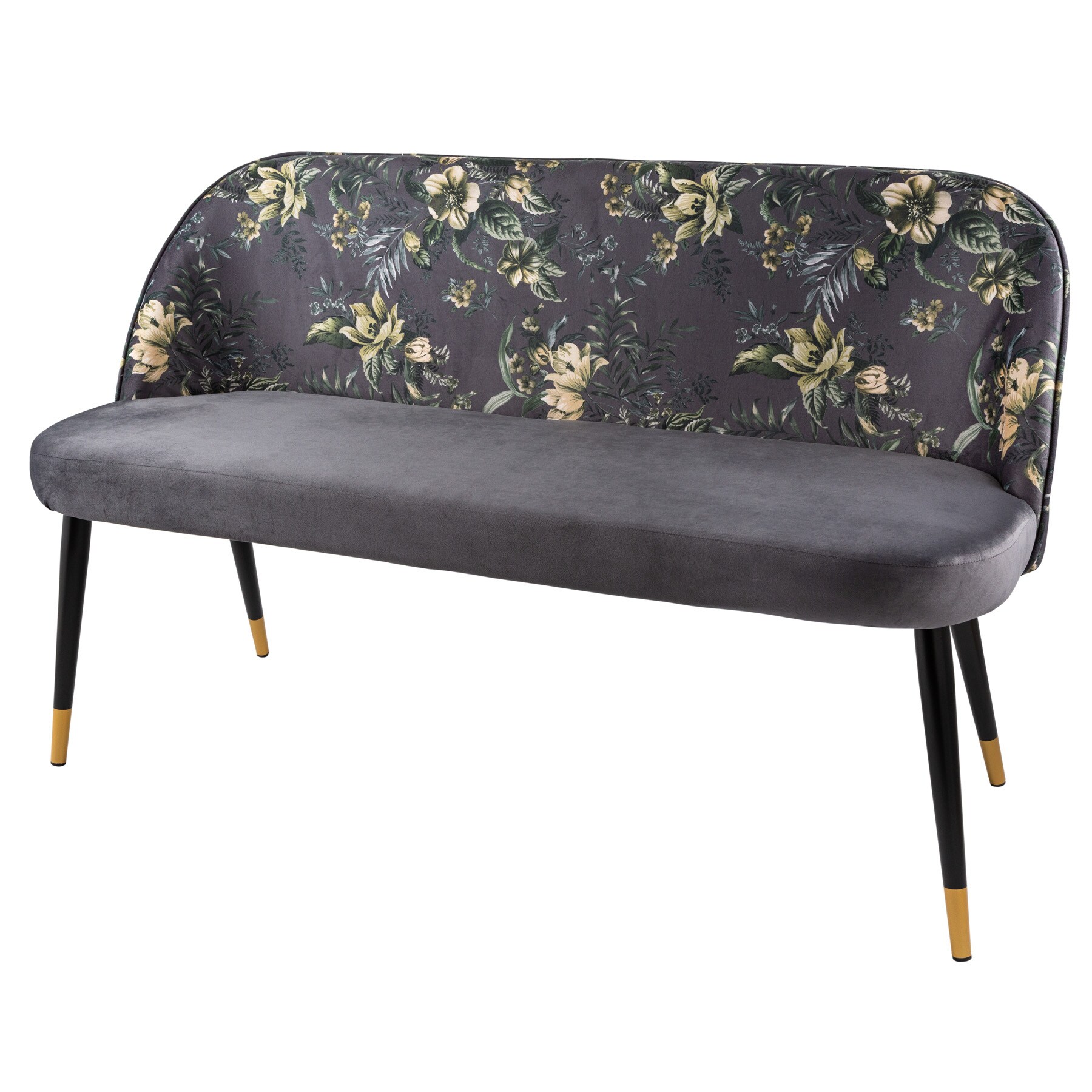 riess-ambiente Bank PR&Ecirc;T-&Agrave;-PORTER - grau Samt florales Muster und goldene Fu&szlig;kappen - Bild 1