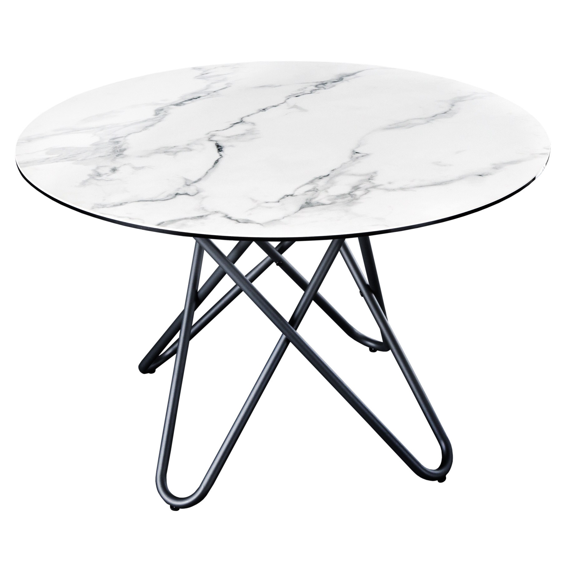 riess-ambiente Esstisch ELLIPSE - 120cm Marmor wei&szlig; Keramik Hairpin Legs made in Italy rund - Bild 1