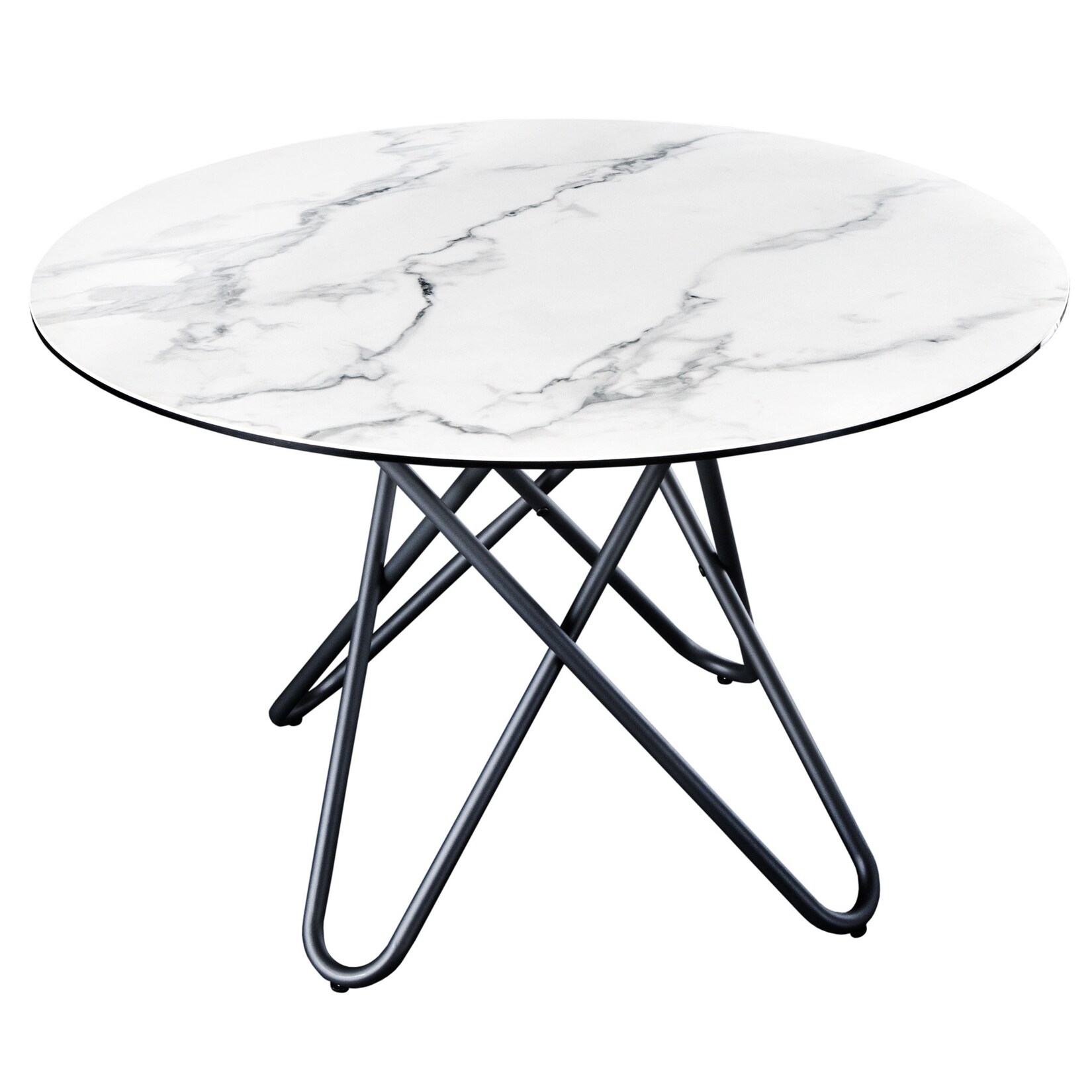 riess-ambiente Esstisch ELLIPSE – 120cm Marmor weiß Keramik Hairpin Legs made in Italy rund | 04251854725168