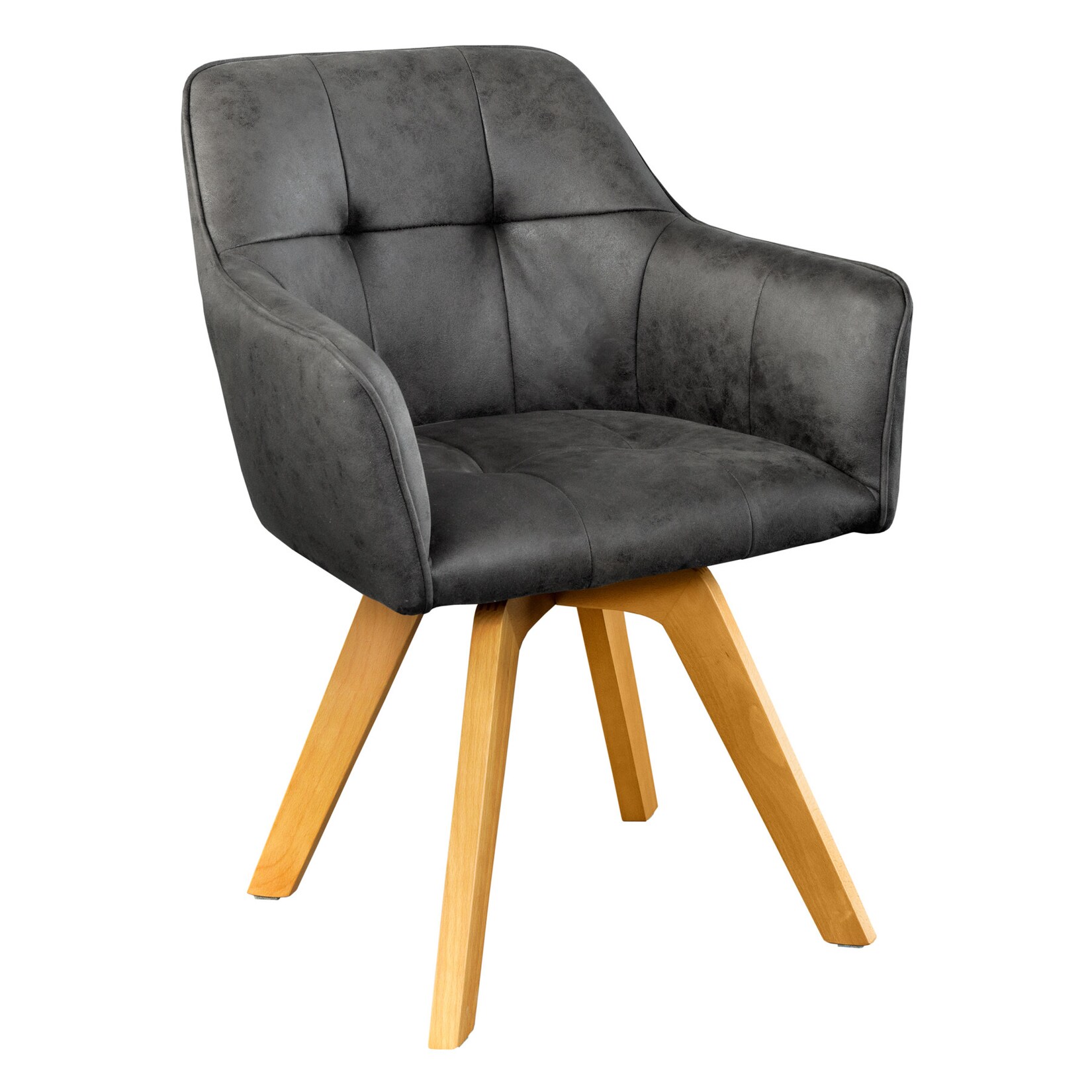 riess-ambiente Stuhl LOFT – antik grau drehbar Gestell aus massivem Buchenholz mit Armlehne | 04251854725342