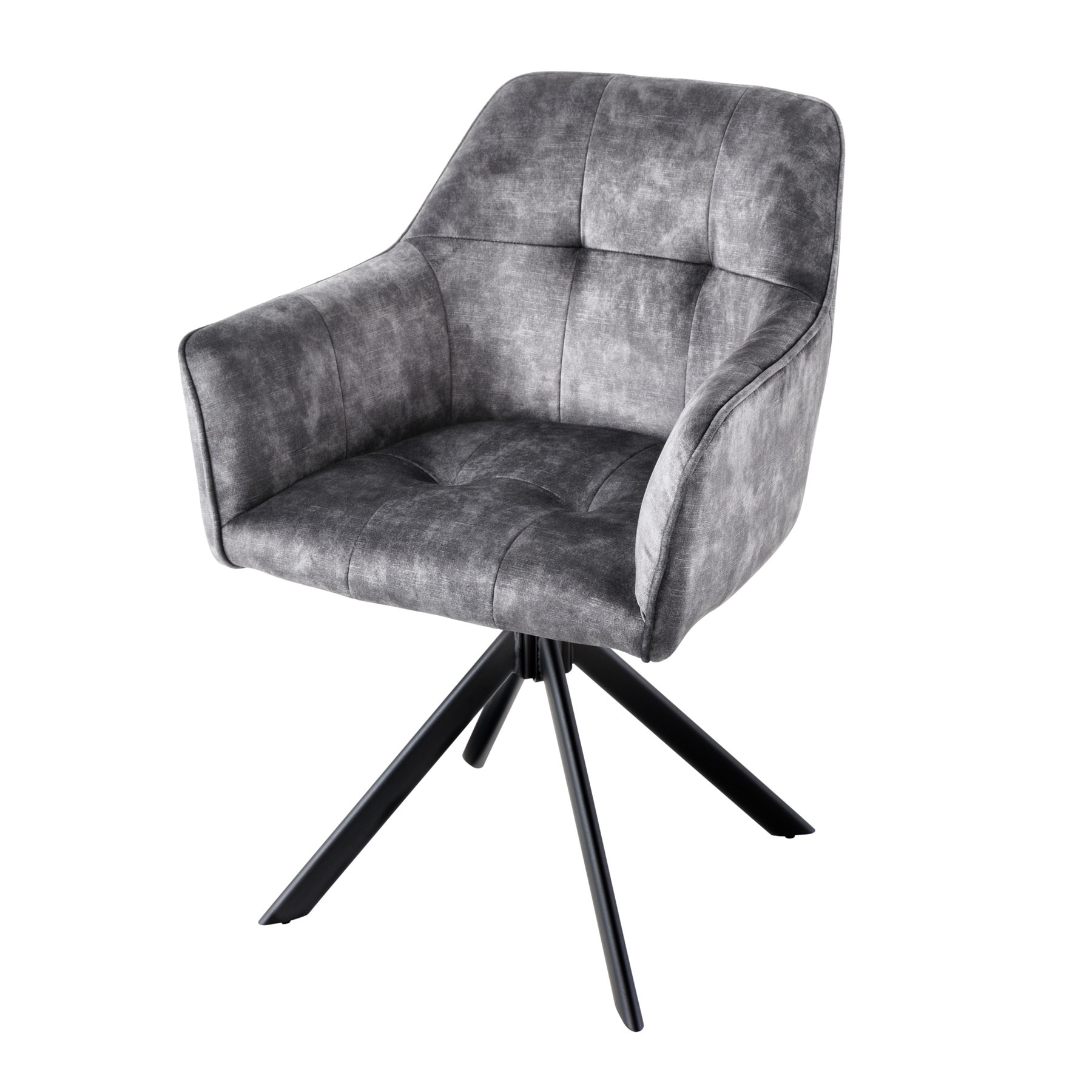 riess-ambiente Stuhl LOFT - dunkelgrau Samt drehbar Metallgestell schwarz mit Armlehne - Bild 1