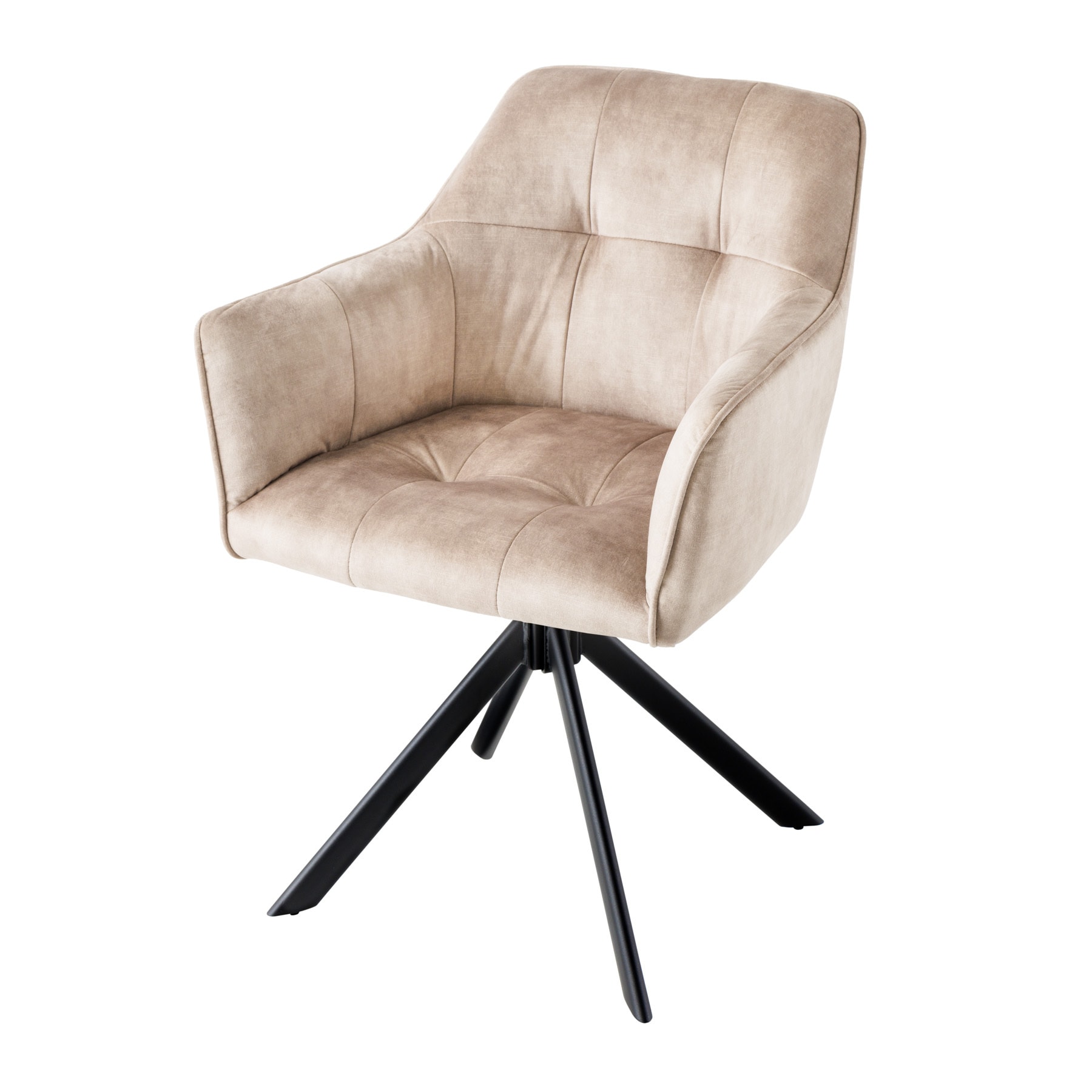 riess-ambiente Stuhl LOFT - champagner Samt drehbar Metallgestell schwarz mit Armlehne - Bild 1