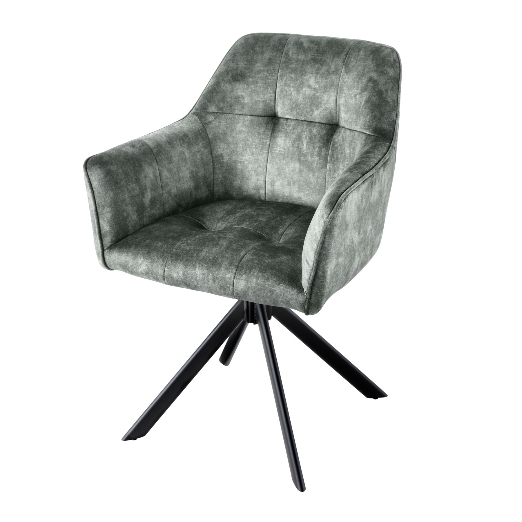 riess-ambiente Stuhl LOFT - gr&uuml;n Samt drehbar Metallgestell schwarz mit Armlehne - Bild 1