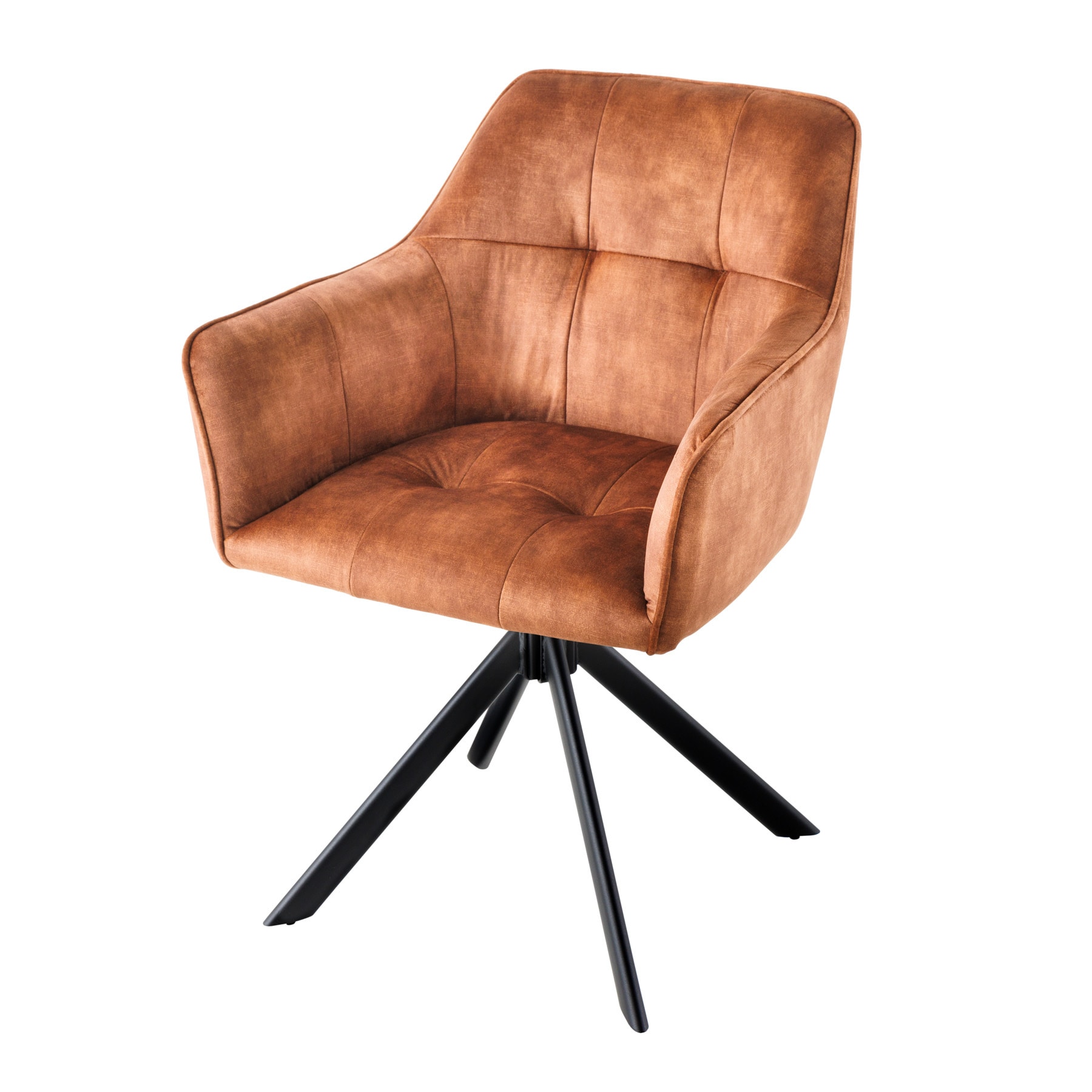 riess-ambiente Stuhl LOFT - kupferbraun Samt drehbar Metallgestell schwarz mit Armlehne - Bild 1