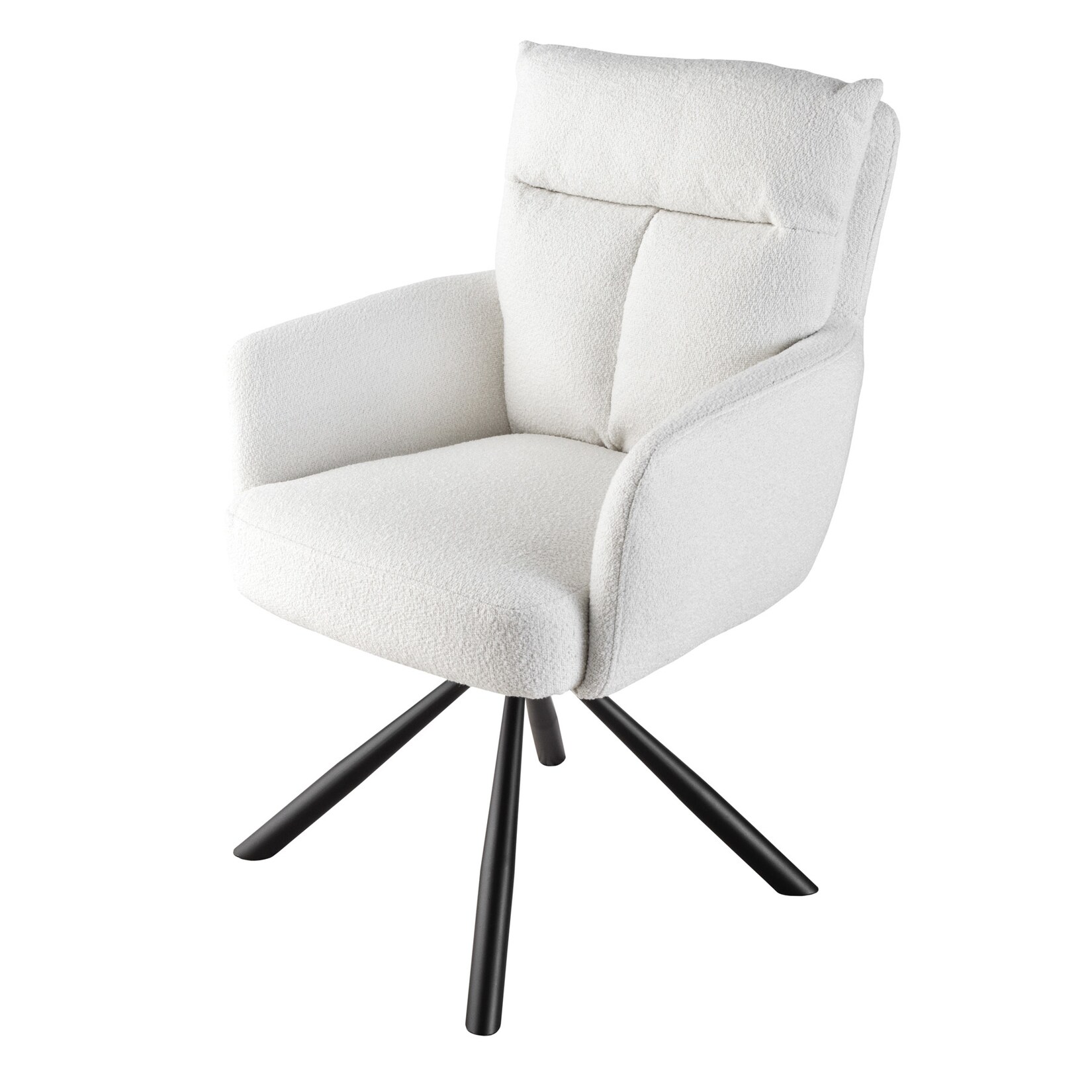 riess-ambiente Stuhl BIG GEORGE – drehbar Retro weiß Bouclé mit Armlehnen Bonellfederkern Esszimmer | 04251854725465