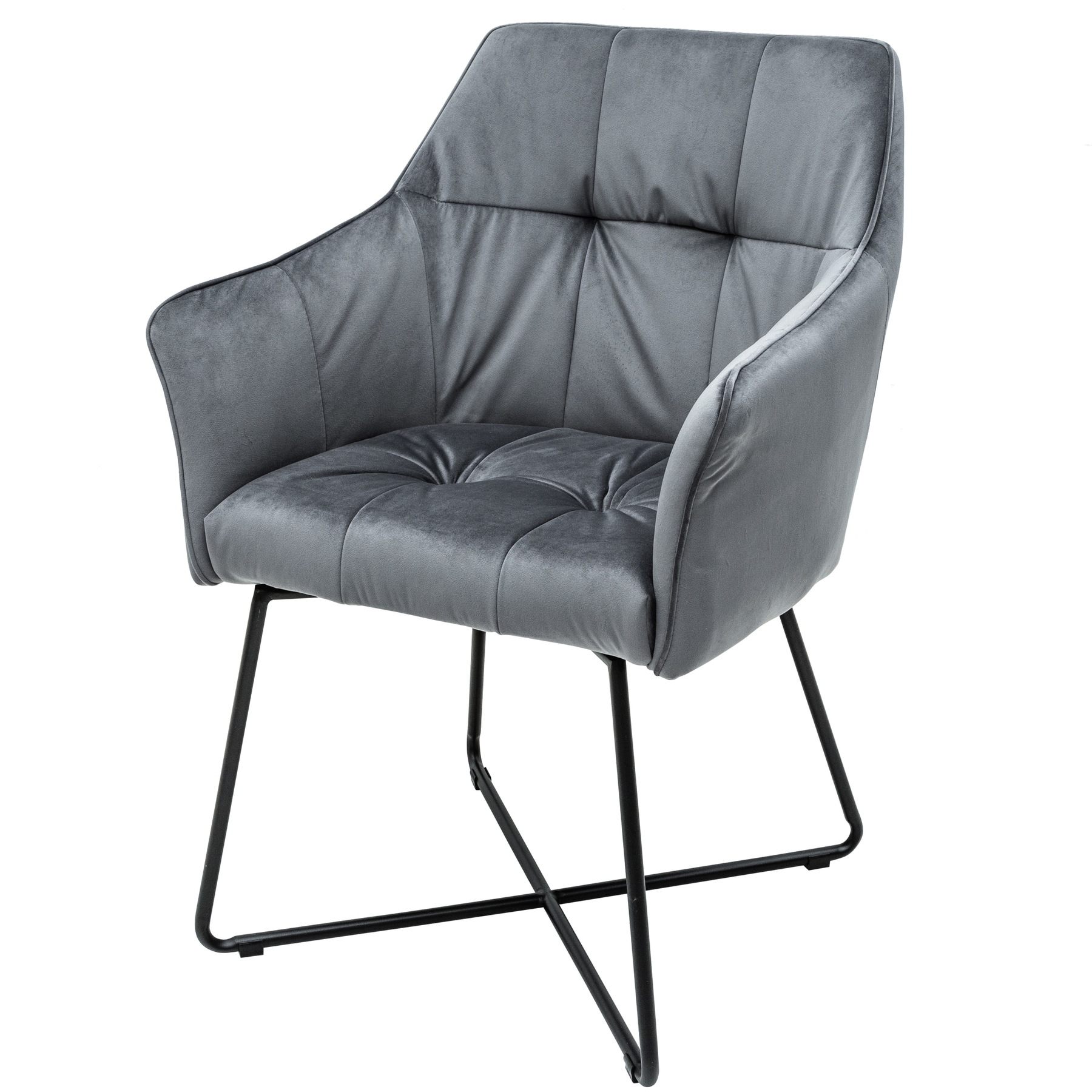 riess-ambiente Stuhl LOFT - Samt  silbergrau mit Armlehne - Bild 1