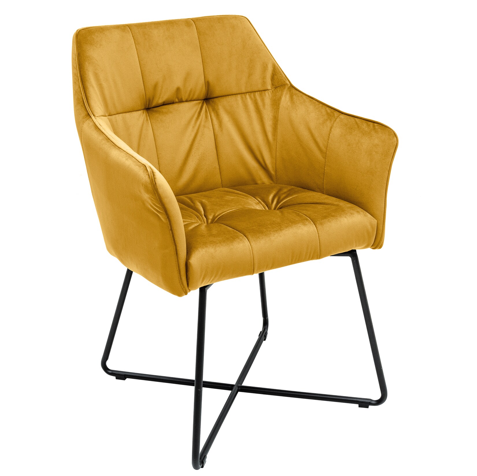 riess-ambiente Stuhl LOFT – Samt senfgelb mit Armlehne Metallbeine edel Esszimmer | 04251561904306