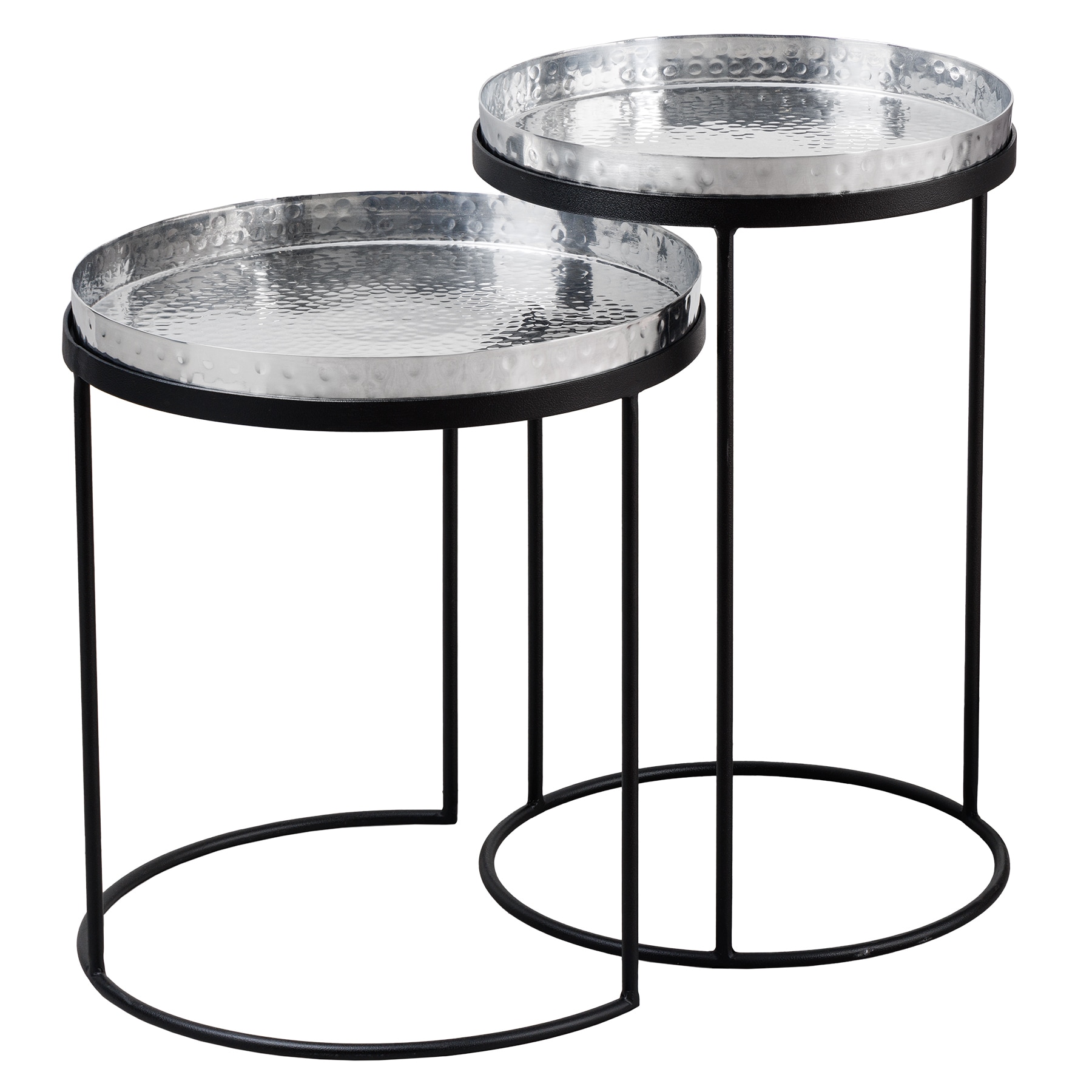 riess-ambiente Beistelltisch ELEMENTS - 2er Set 55cm silber Hammerschlag handmade rund - Bild 1