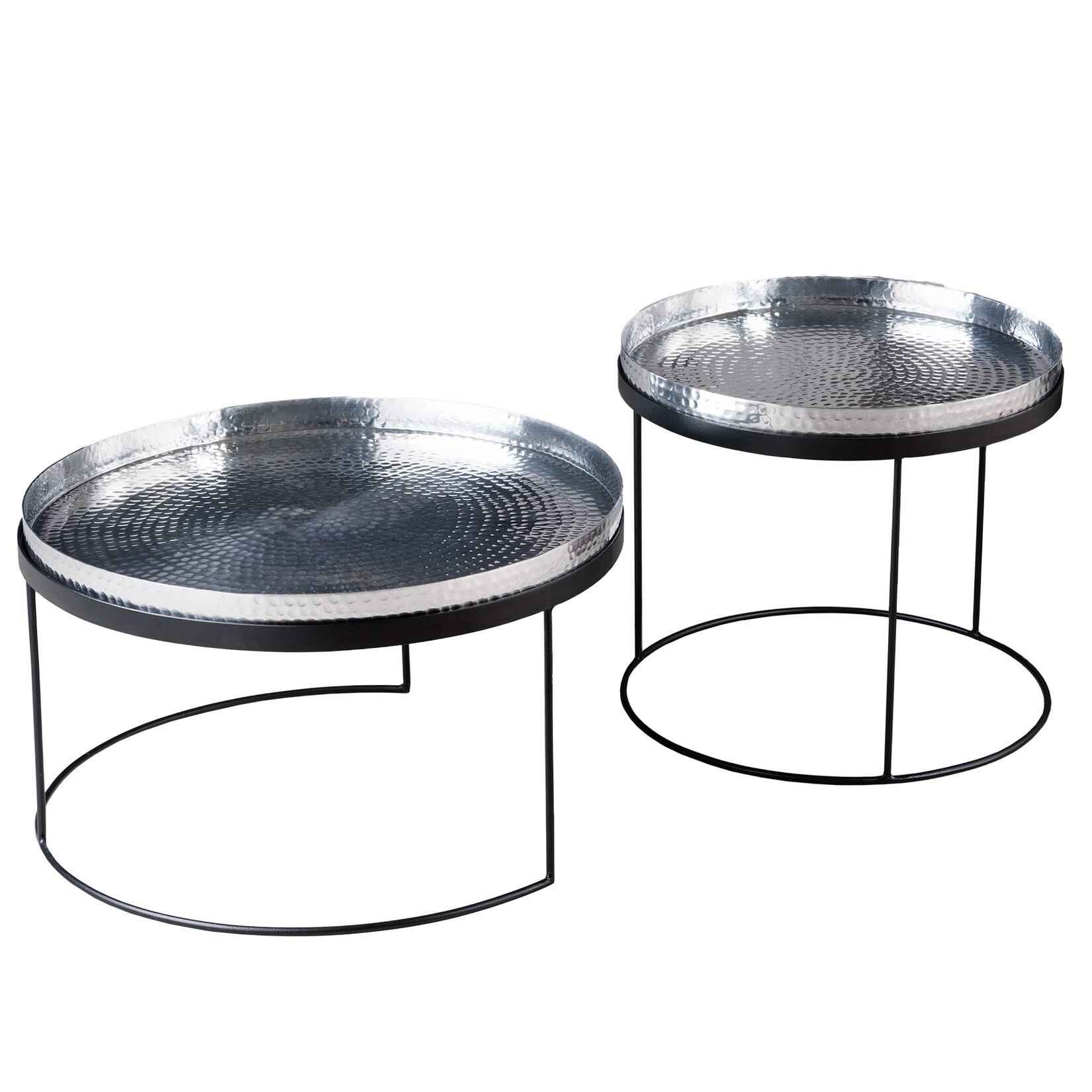 riess-ambiente Couchtische ELEMENTS – 2er Set rund 60cm silber schwarz Metall Tabletttisch Beistelltisch | 04251561905983