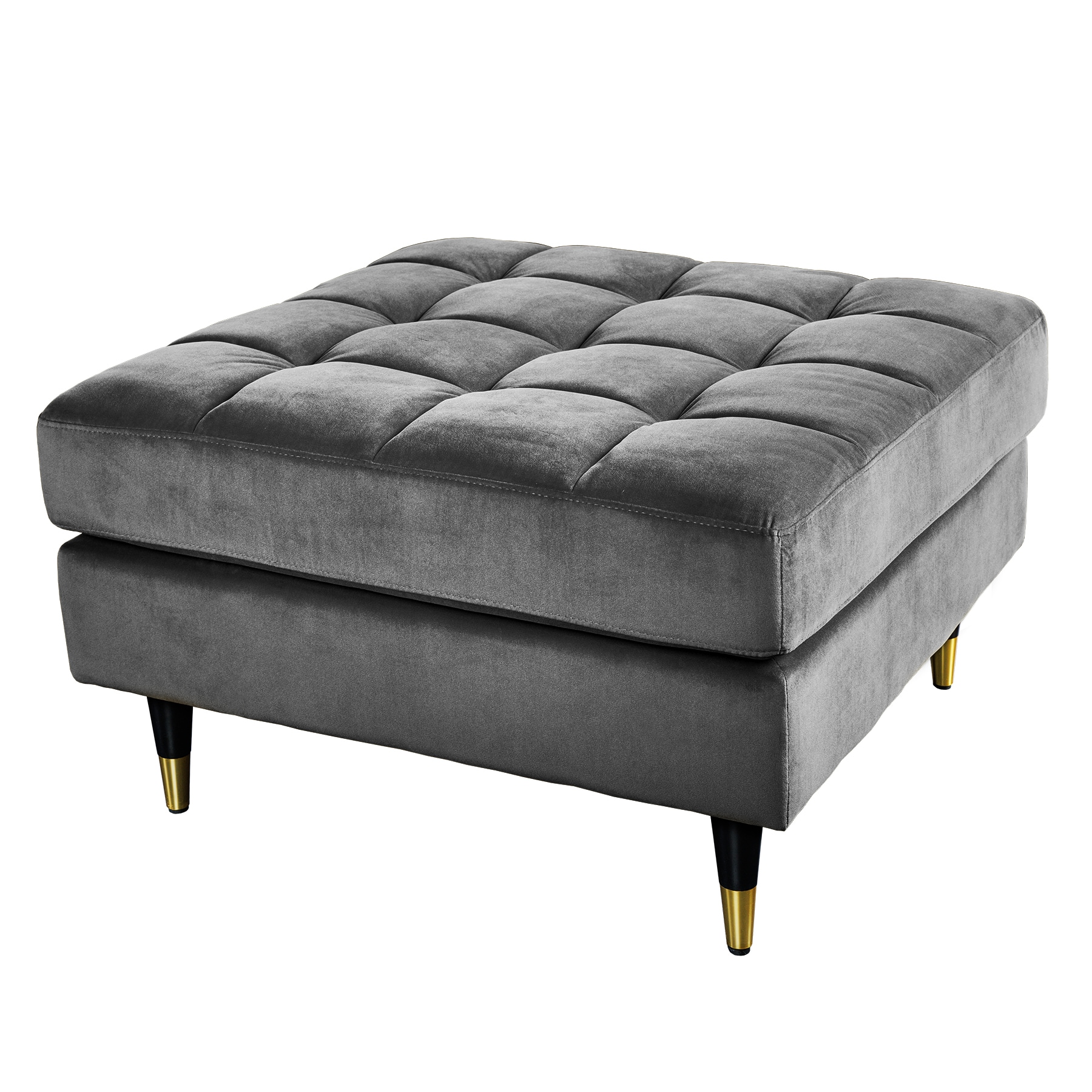 riess-ambiente Hocker COZY VELVET - 80cm grau Samt goldene F&uuml;&szlig;e - Bild 1