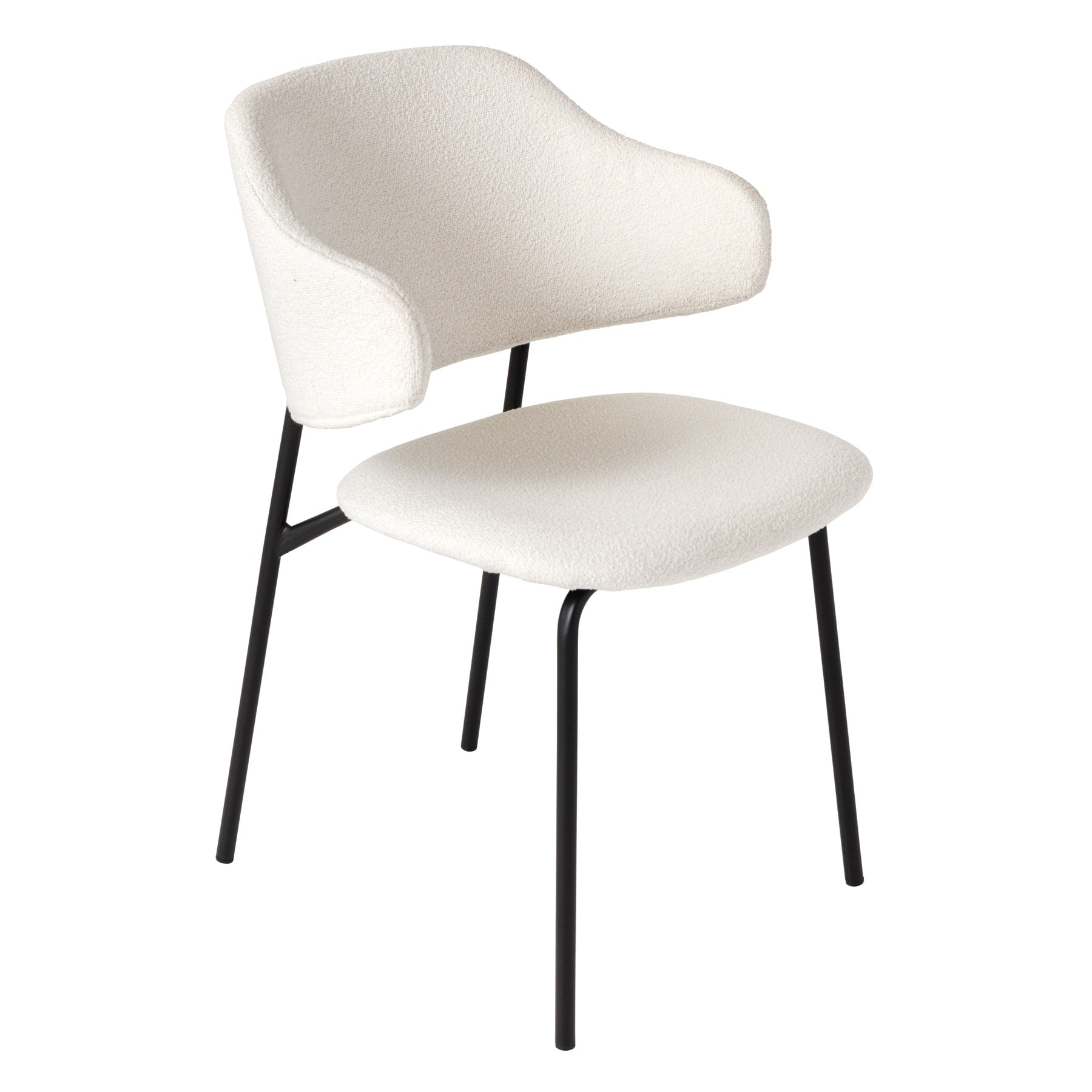 riess-ambiente Stuhl VOGUE - wei&szlig; Boucl&eacute; schwarze Metallbeine - Bild 1